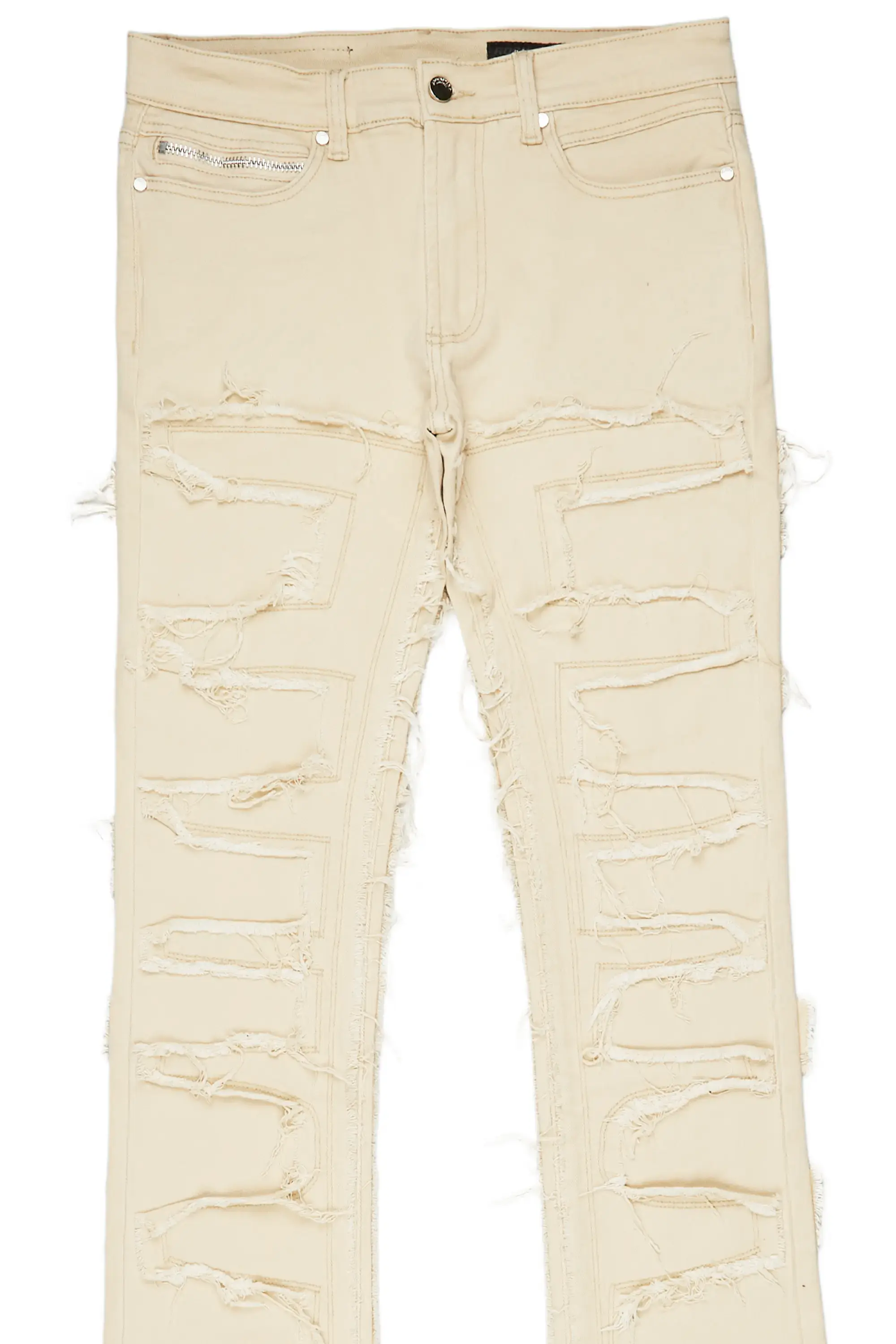 Boys Hallie Beige Super Stacked Flare Jean - Image 4