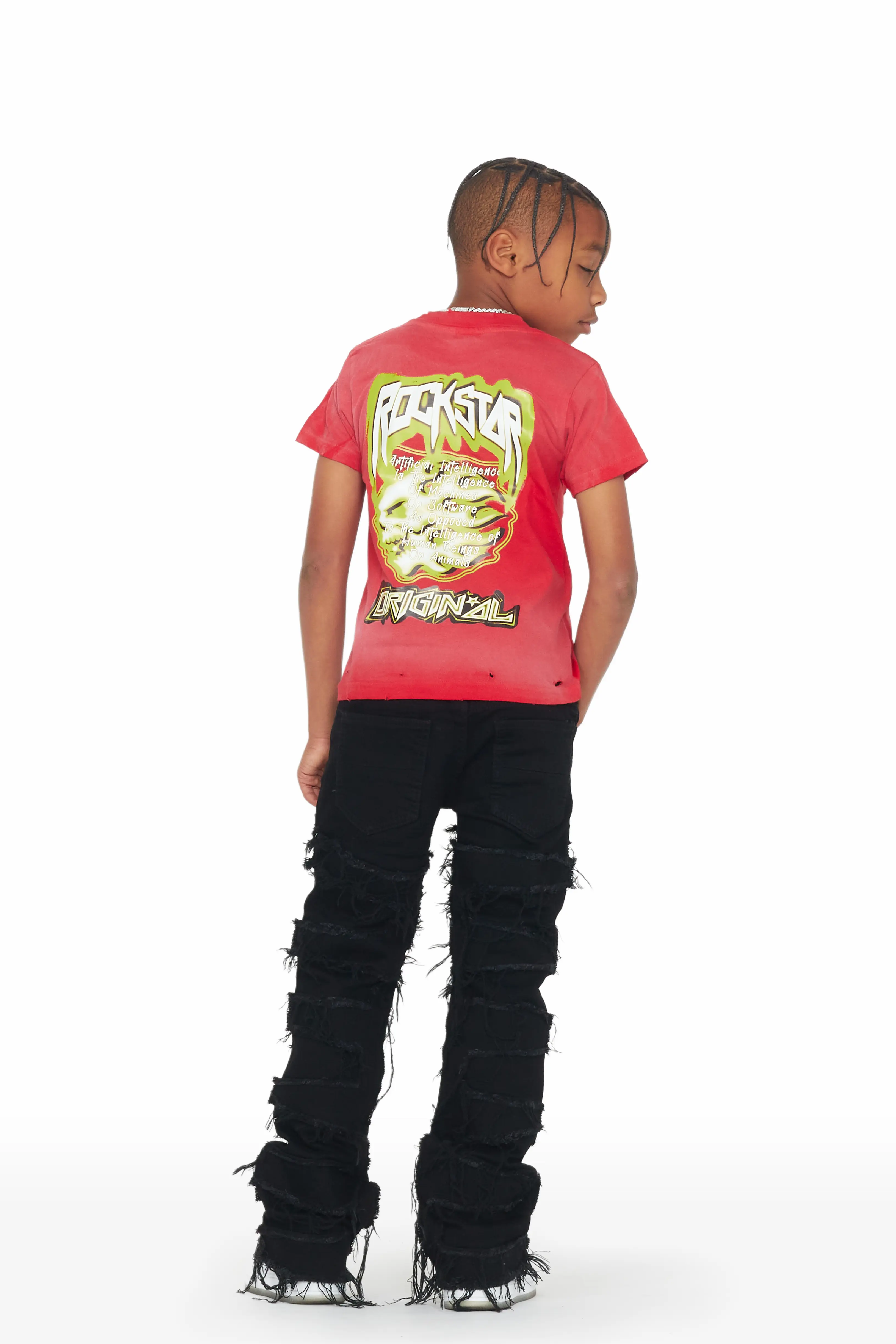 Boys Hallie Black Super Stacked Flare Jean - Image 4