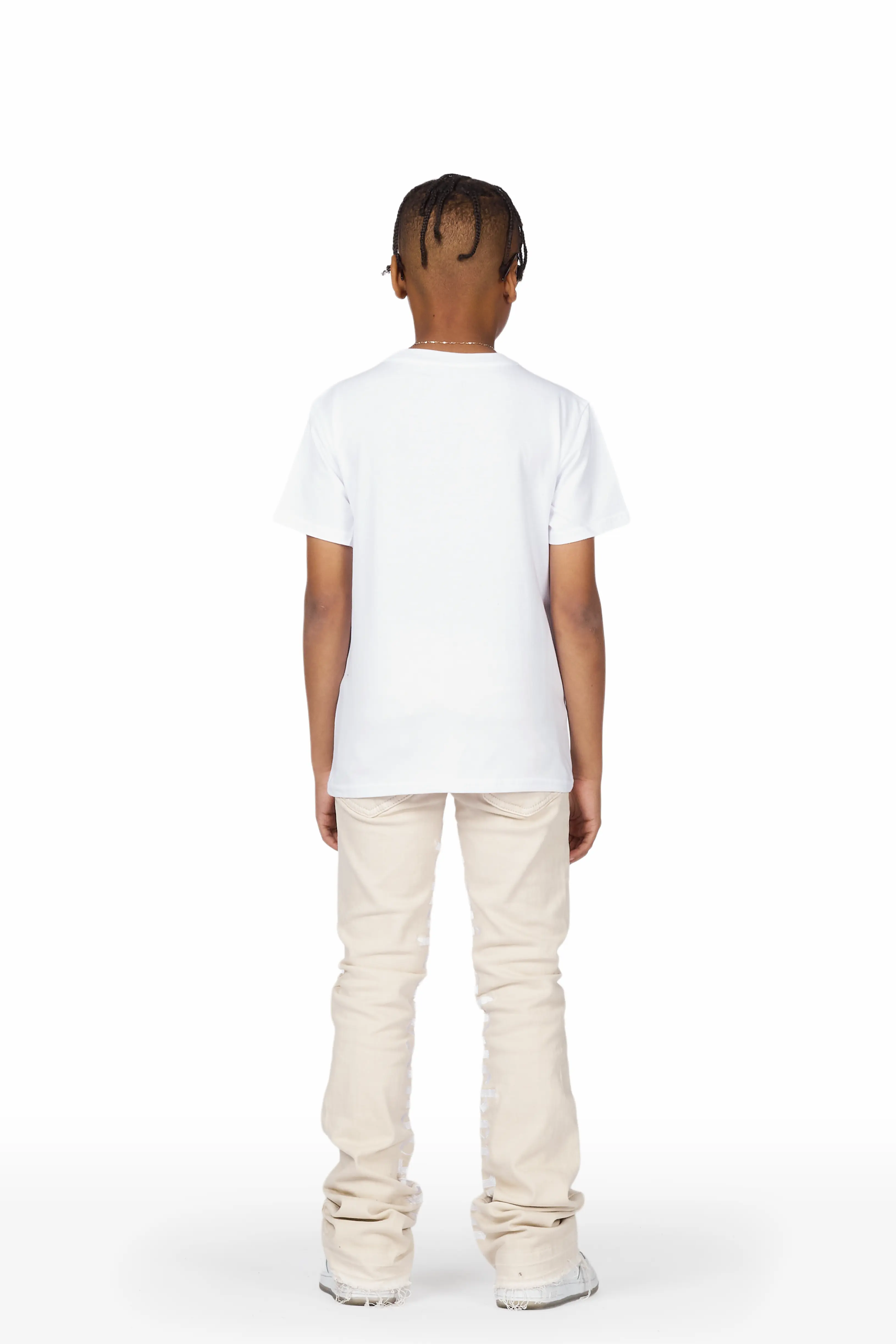 Boys Collette Beige Super Stacked Flare Jean - Image 5