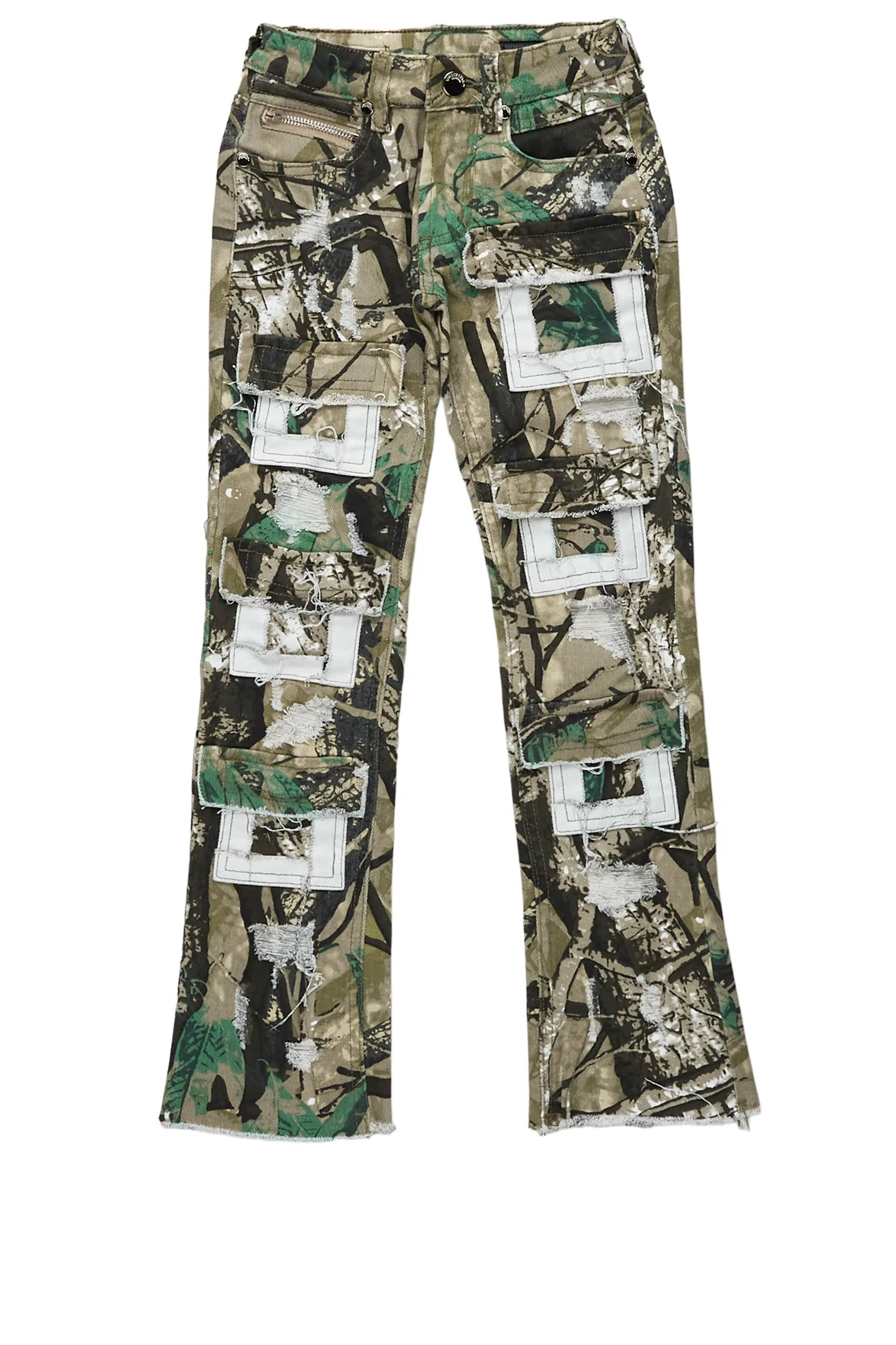 Girls Aalia Tree Camo Super Stacked Flare Jean - Image 2