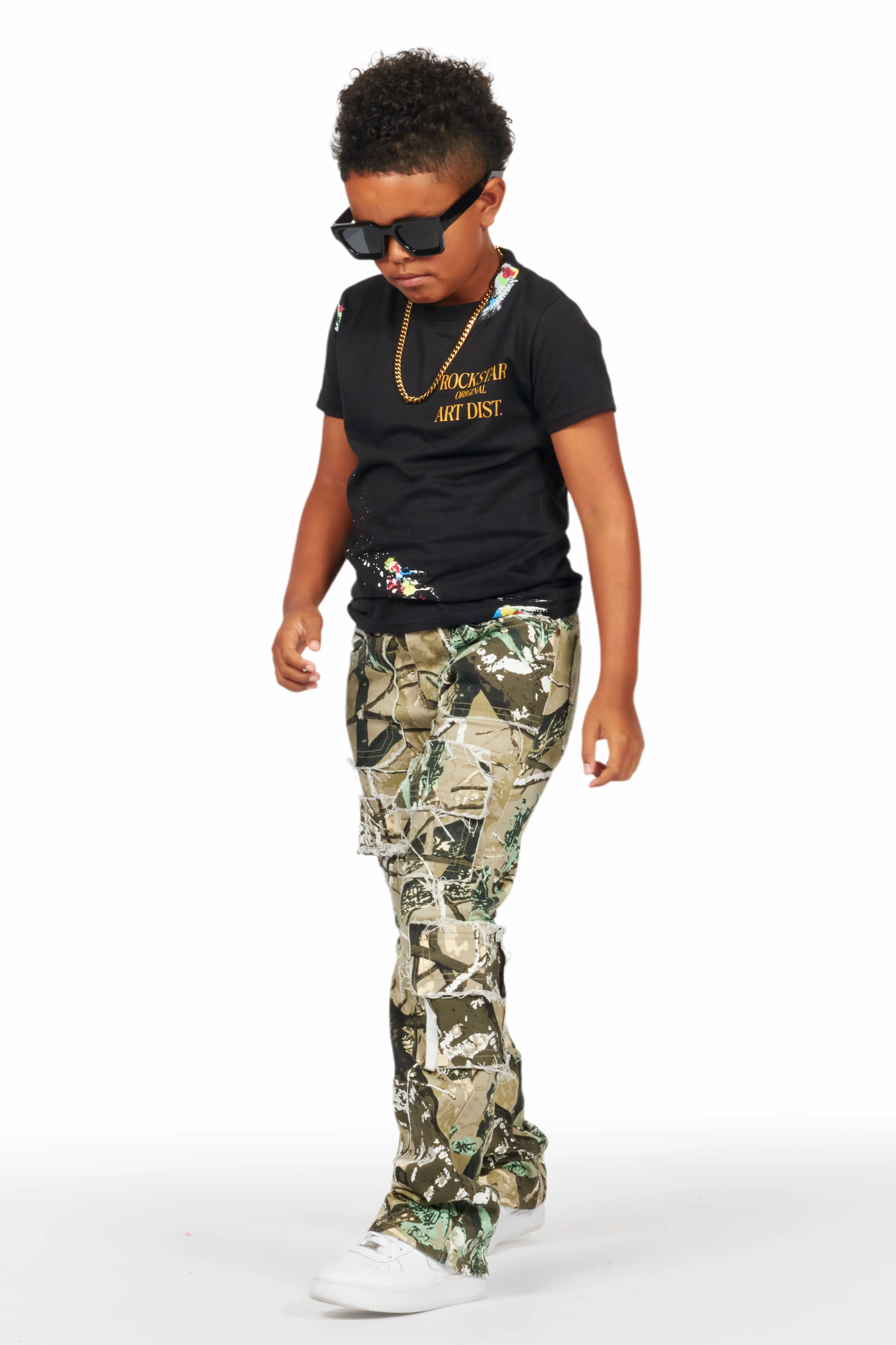 Boys Adril Tree Camo Skinny Fit Cargo Jean - Image 4