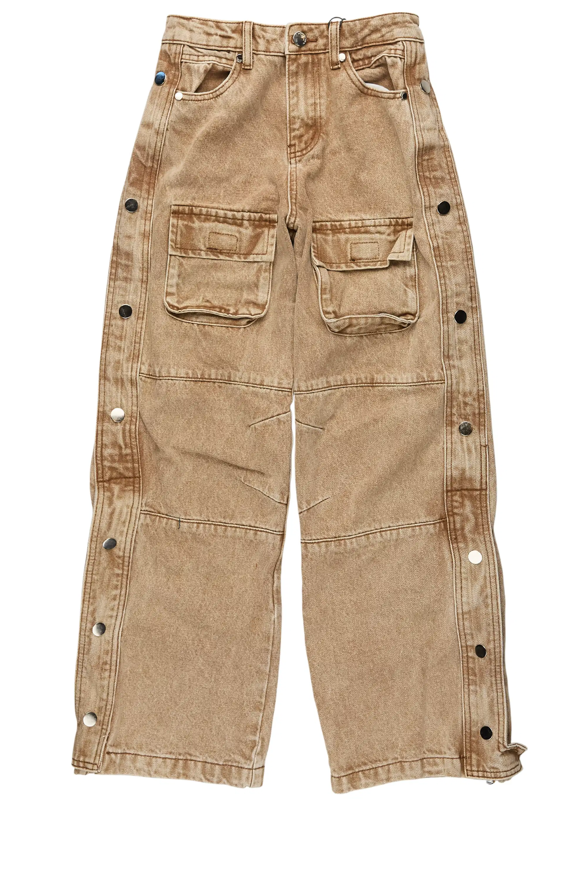 Boys Yuri Beige Baggy Fit Cargo Jean - Image 2