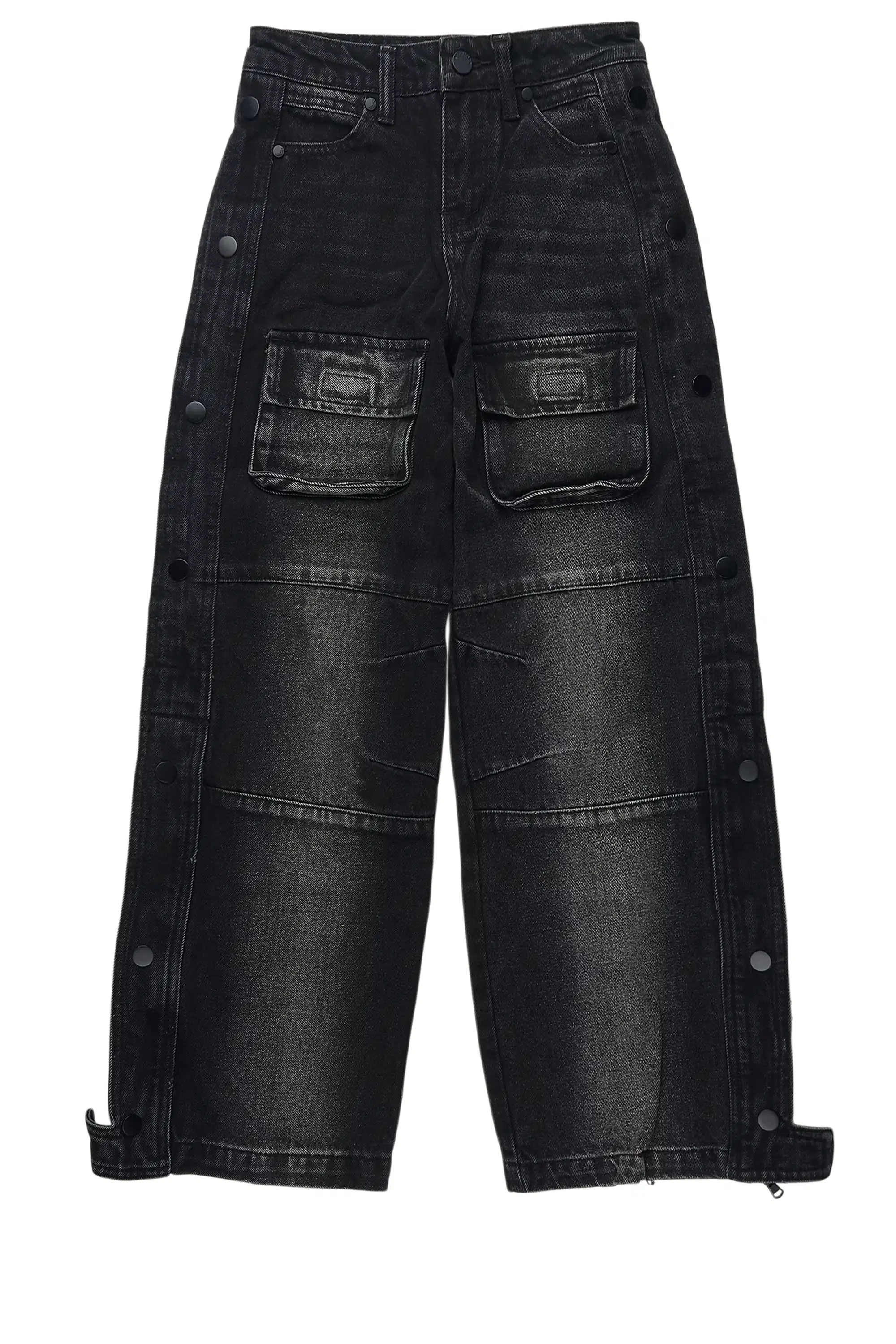 Boys Yuri Dark Grey Baggy Fit Cargo Jean - Image 2