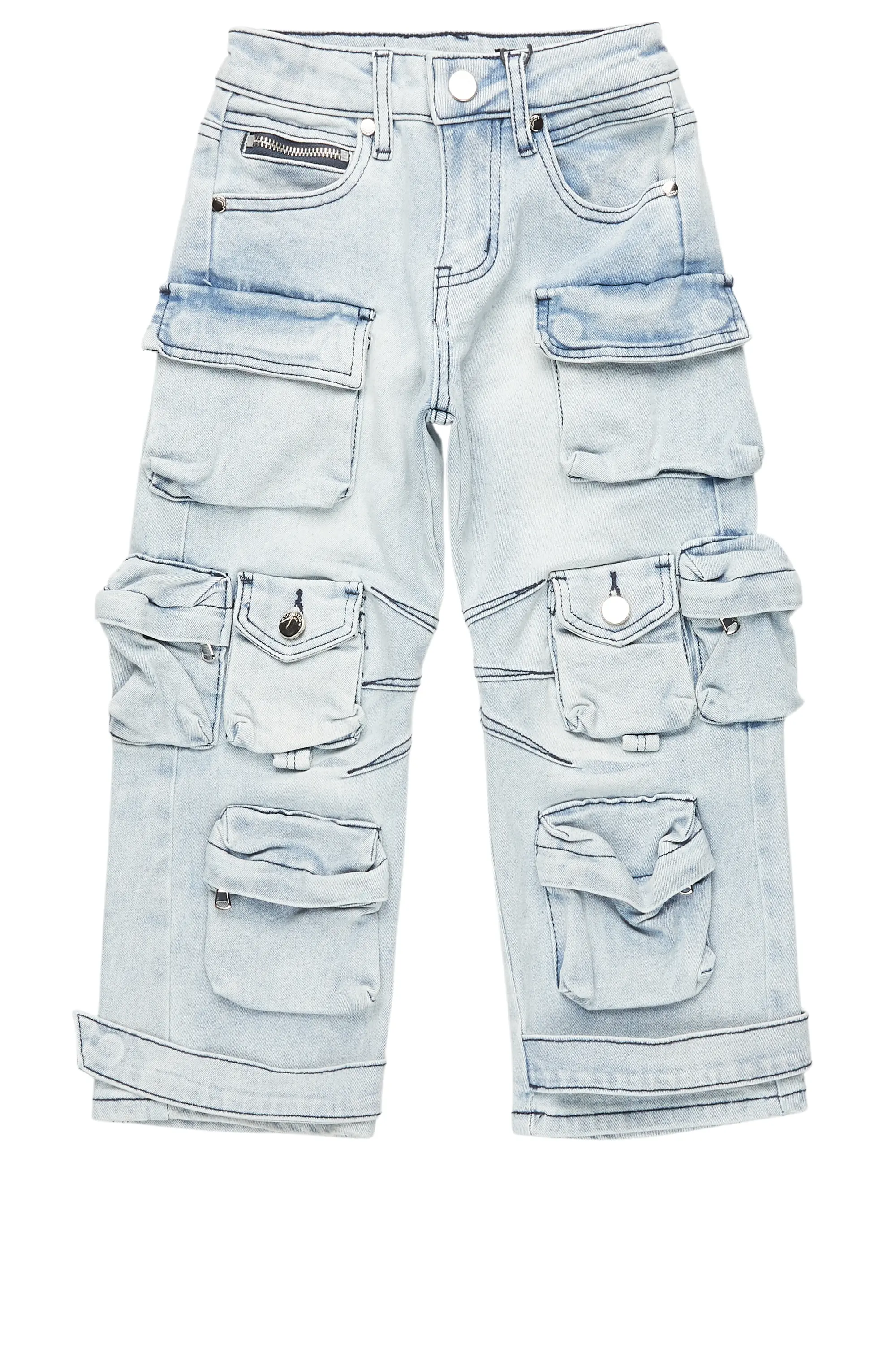 Boys Mahesh Blue Baggy Cargo Jean - Image 2