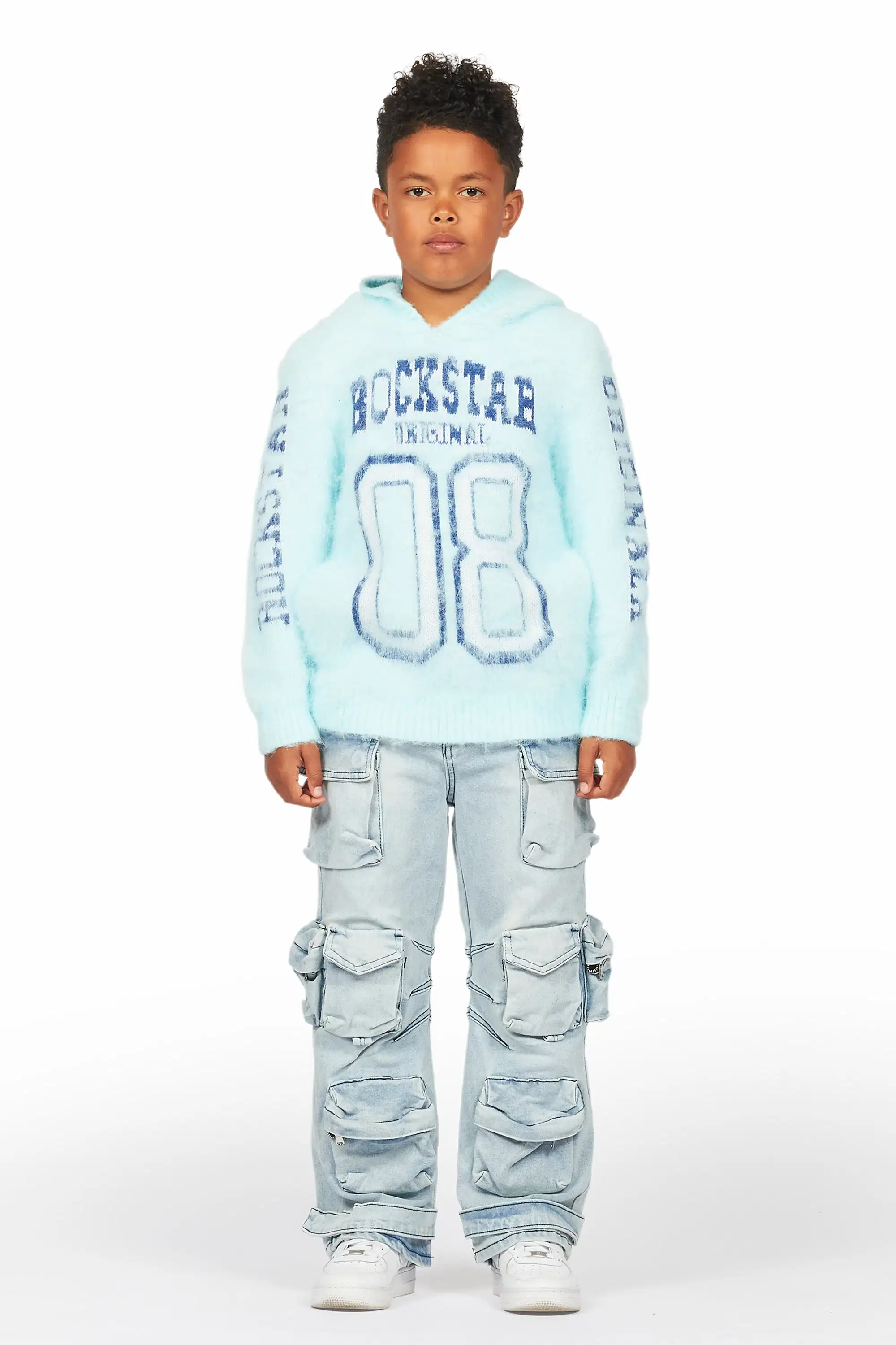 Boys Mahesh Blue Baggy Cargo Jean - Image 3