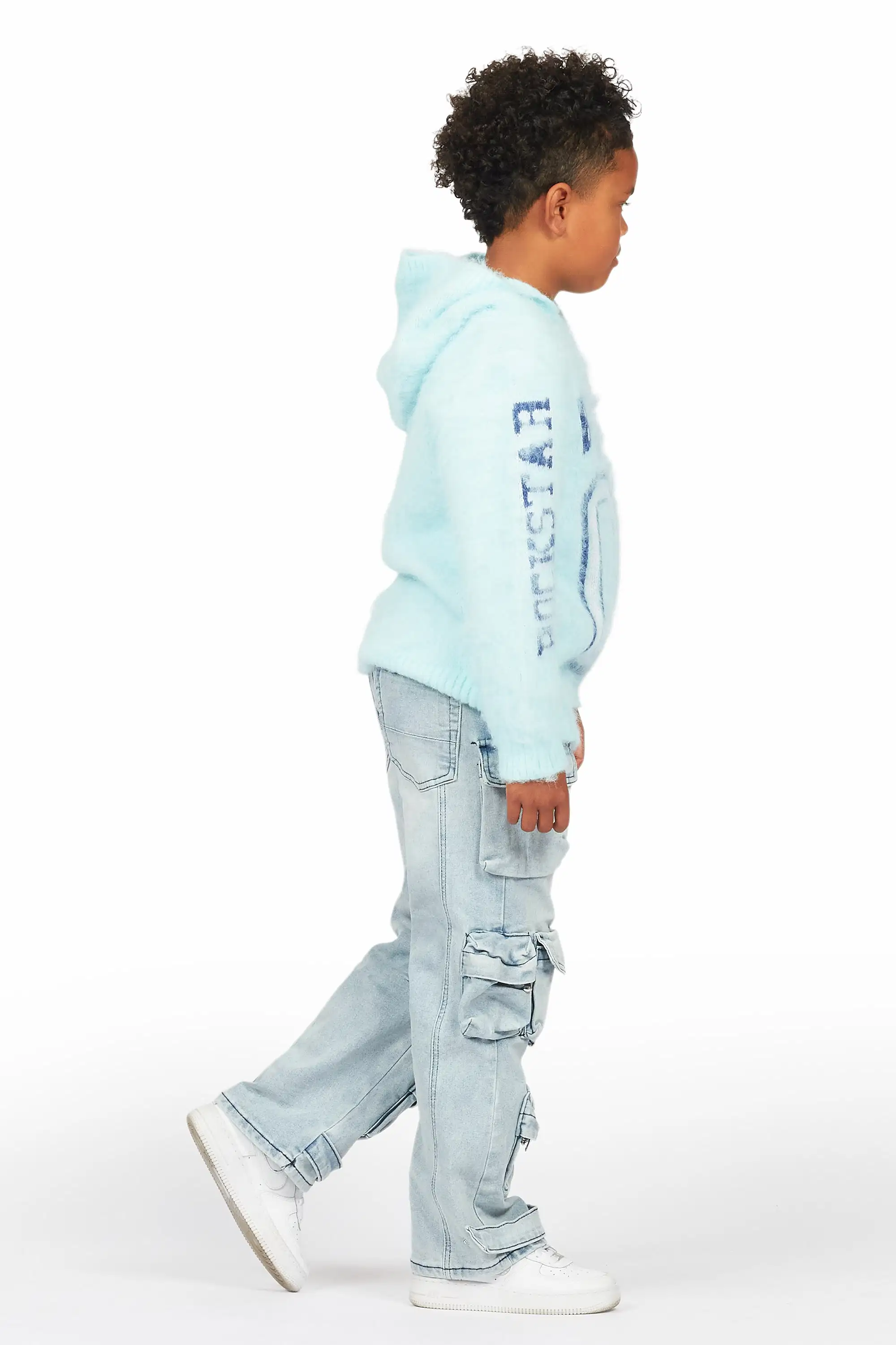 Boys Mahesh Blue Baggy Cargo Jean - Image 4
