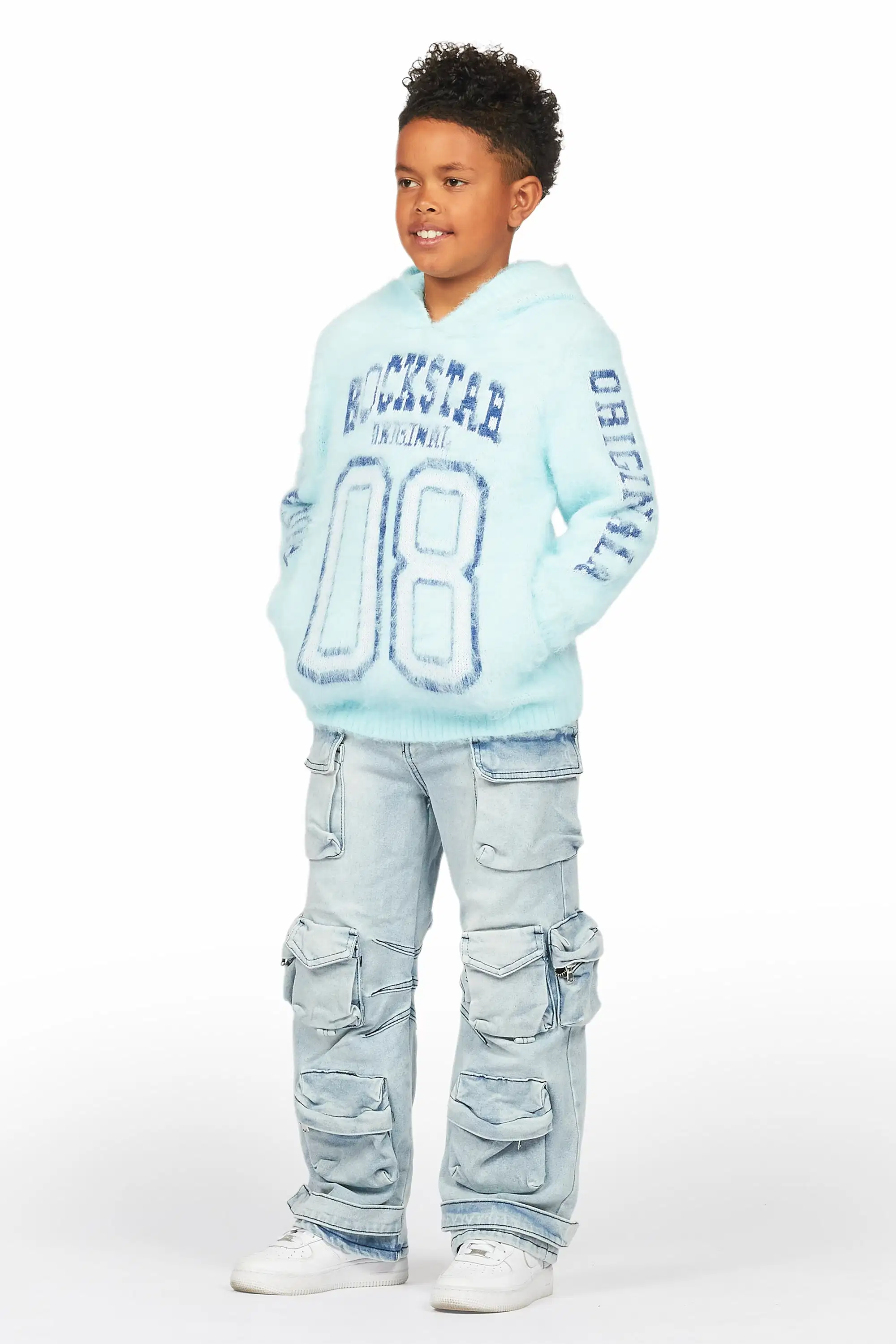 Boys Mahesh Blue Baggy Cargo Jean - Image 6