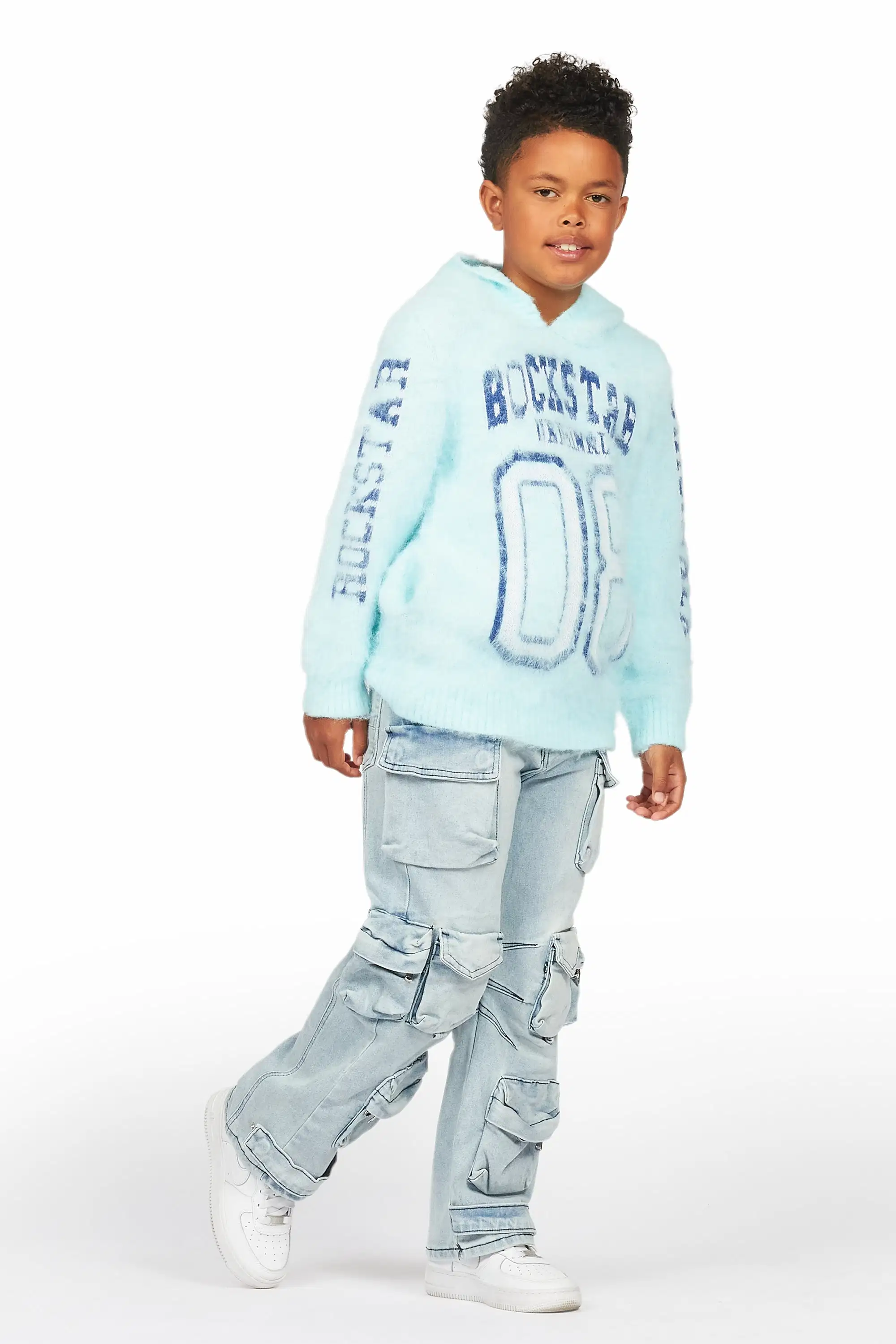 Boys Mahesh Blue Baggy Cargo Jean - Image 7