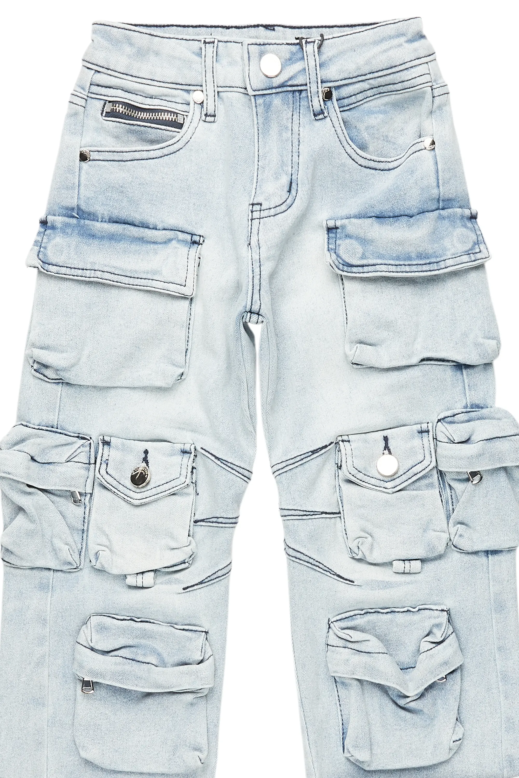 Boys Mahesh Blue Baggy Cargo Jean - Image 8