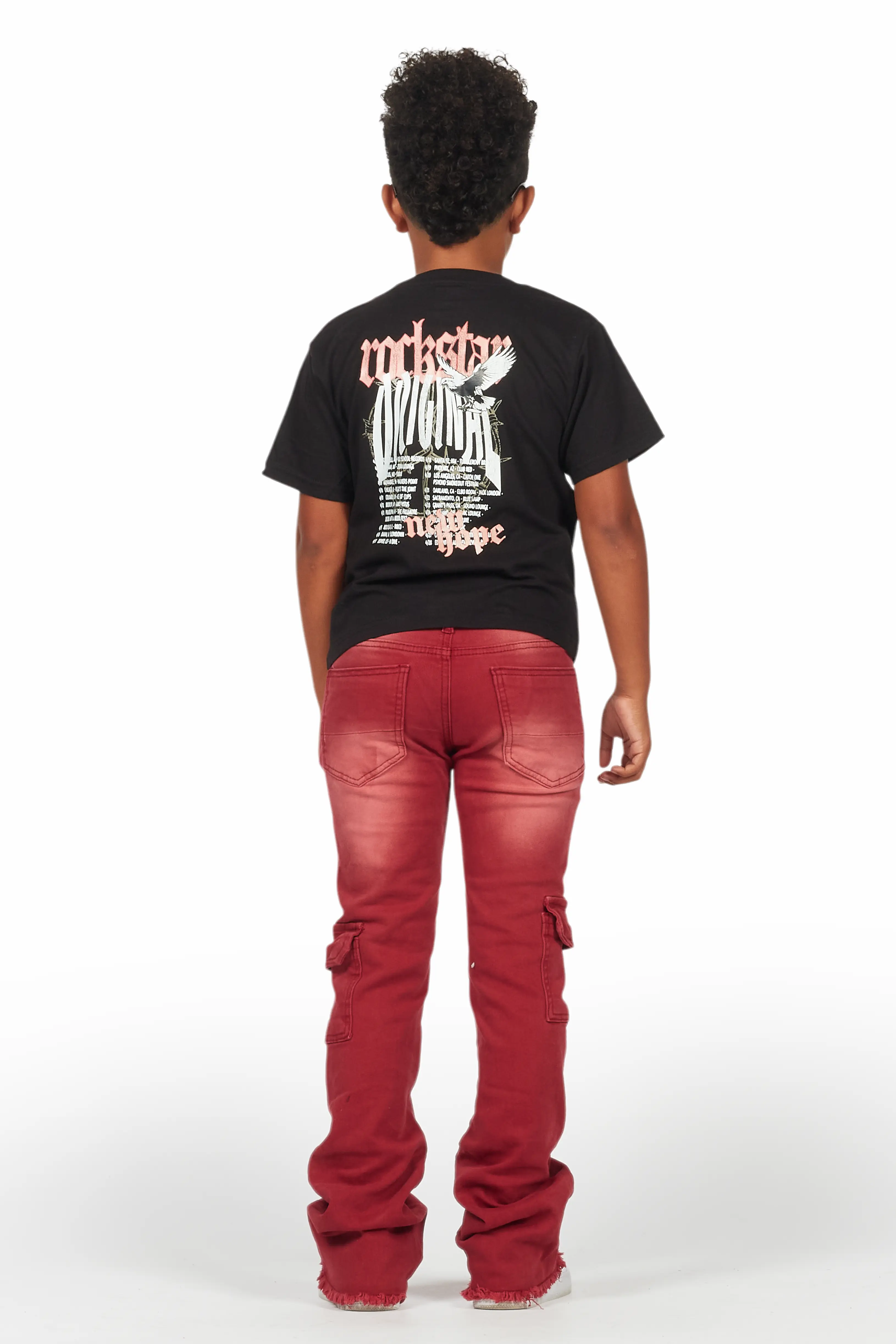 Boys Kade Red Stacked Flare Jean - Image 5