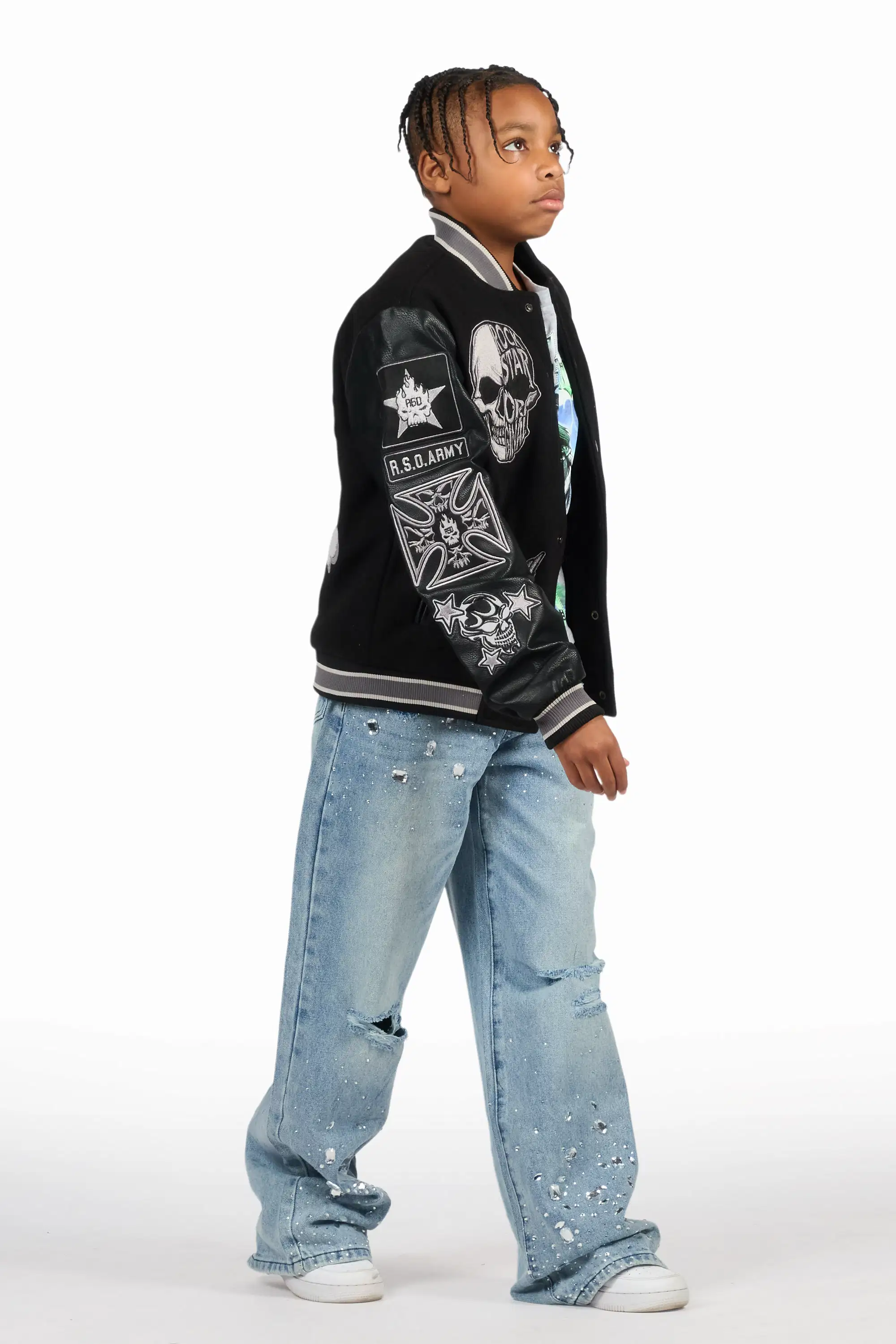 Boys Glanz Rhinestone Light Blue Baggy Fit Jean - Image 10