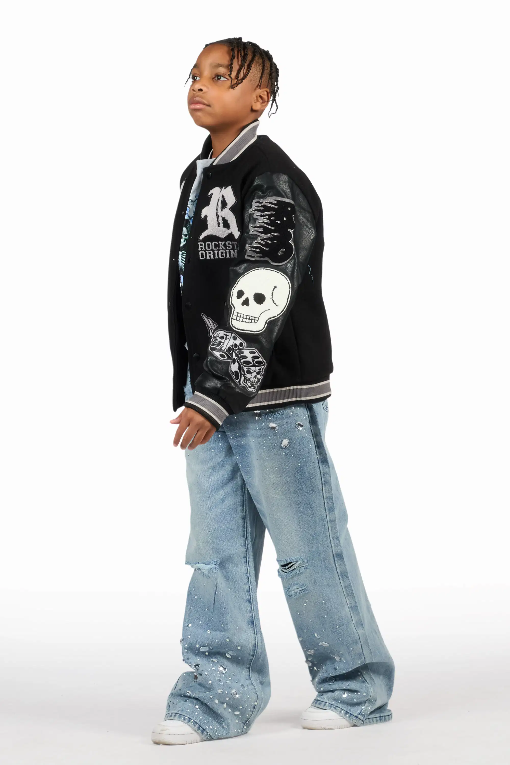 Boys Glanz Rhinestone Light Blue Baggy Fit Jean - Image 11