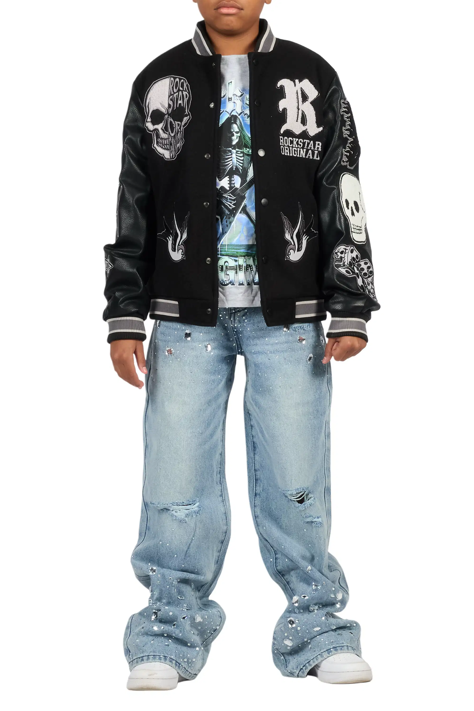 Boys Glanz Rhinestone Light Blue Baggy Fit Jean - Image 12