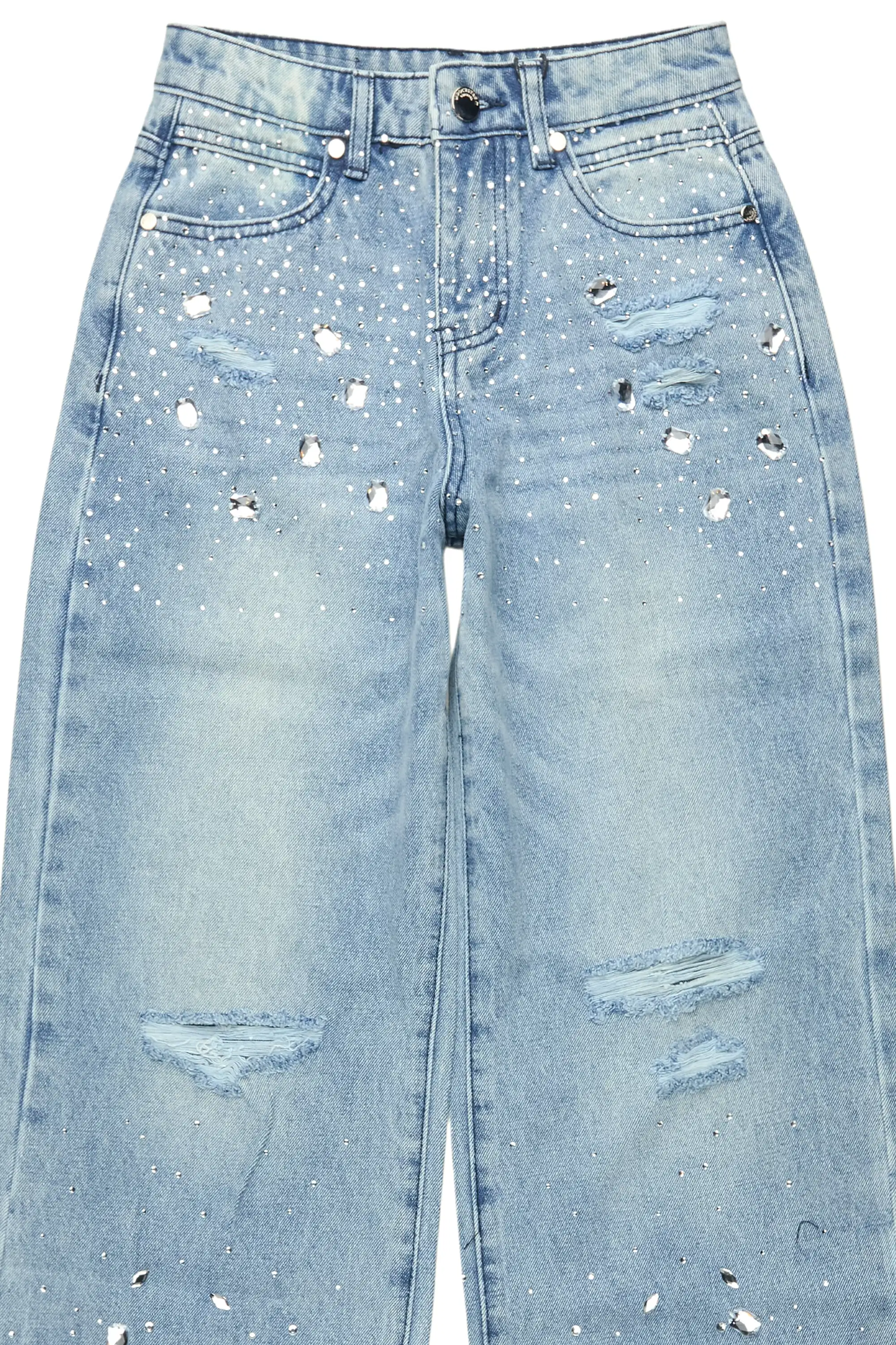 Boys Glanz Rhinestone Light Blue Baggy Fit Jean - Image 5