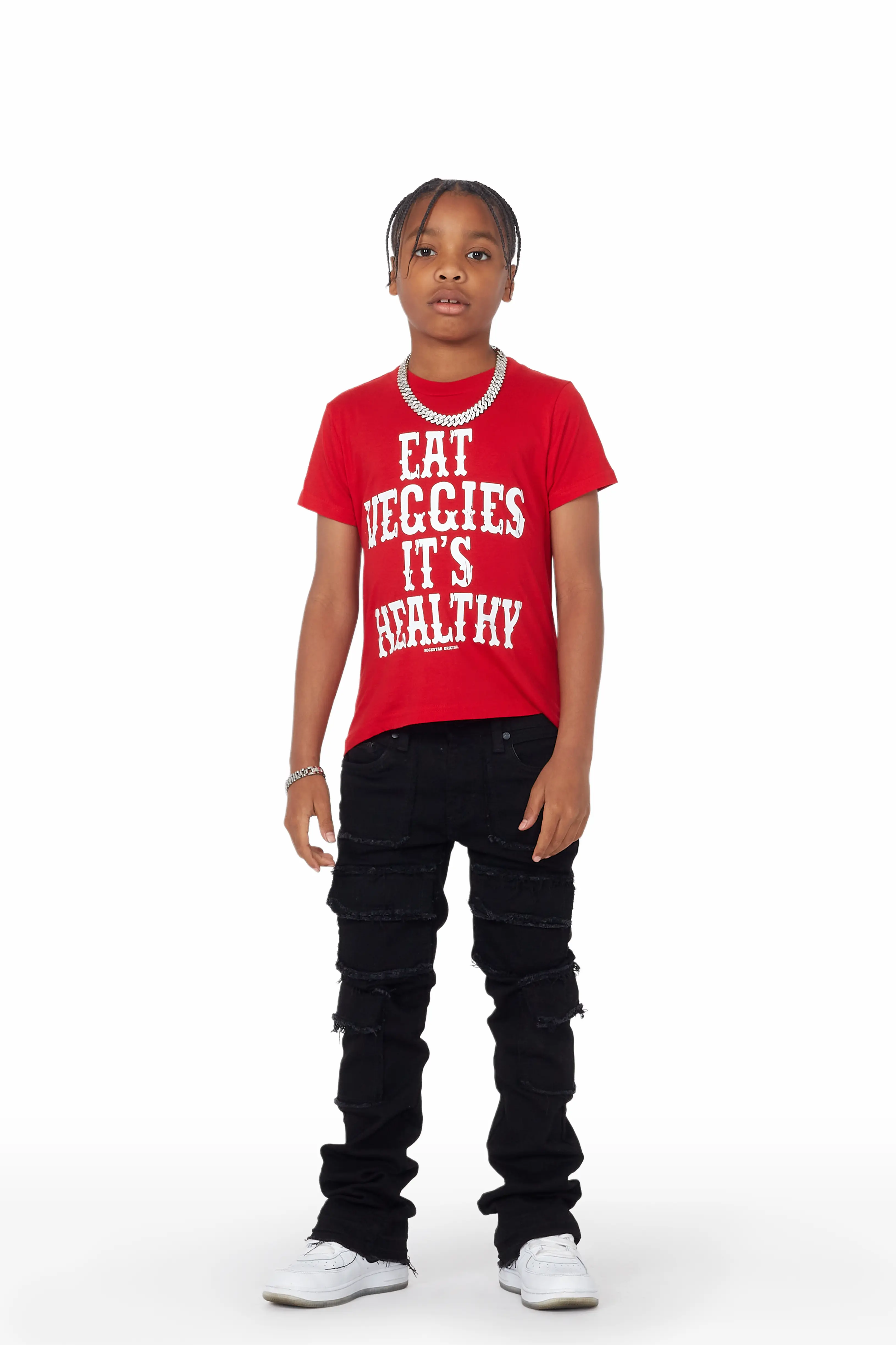 Boys Tyrell Black Stacked Flare Cargo Jean - Image 3