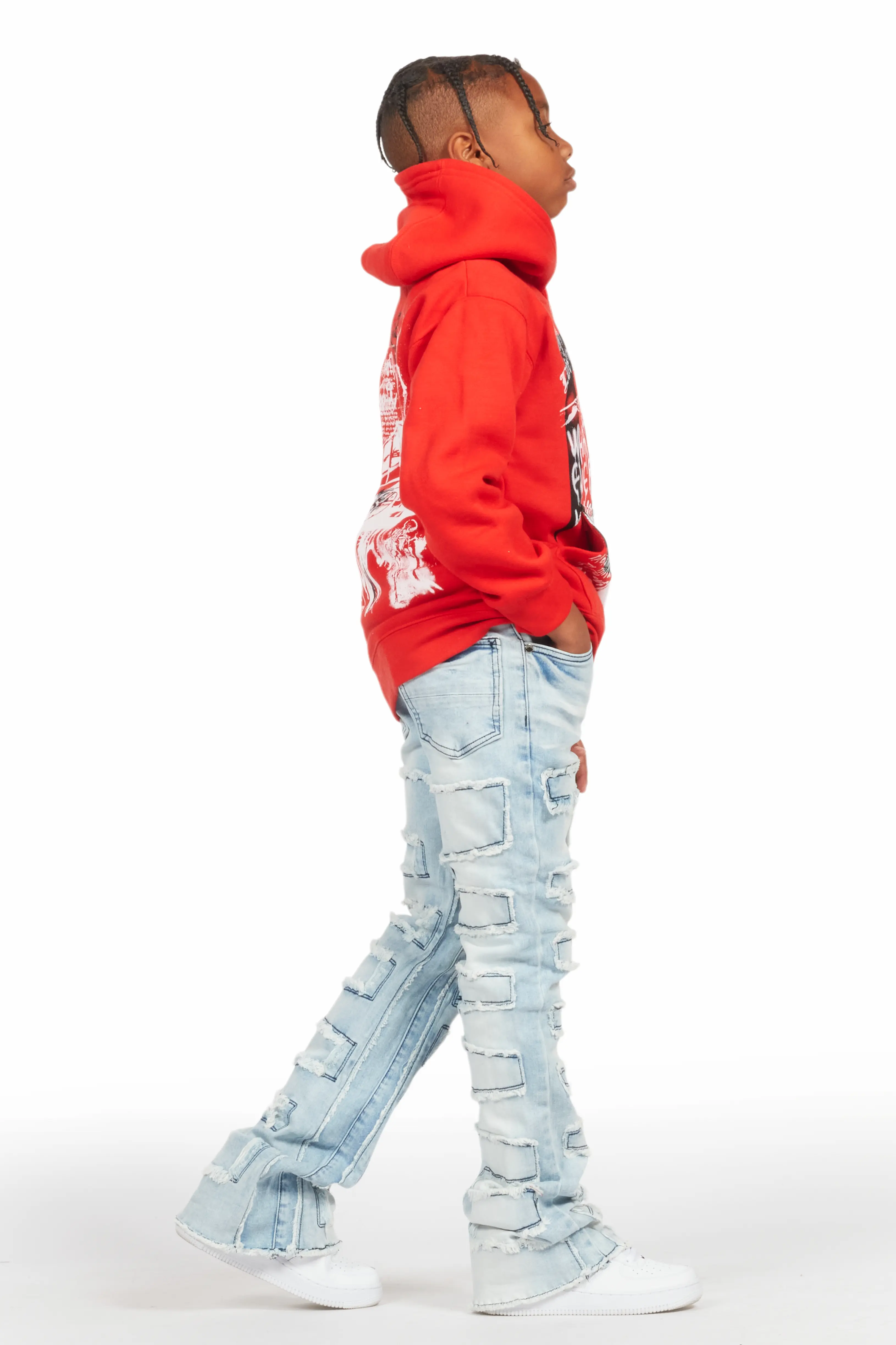 Boys Shake Blue Stacked Flare Jean - Image 4