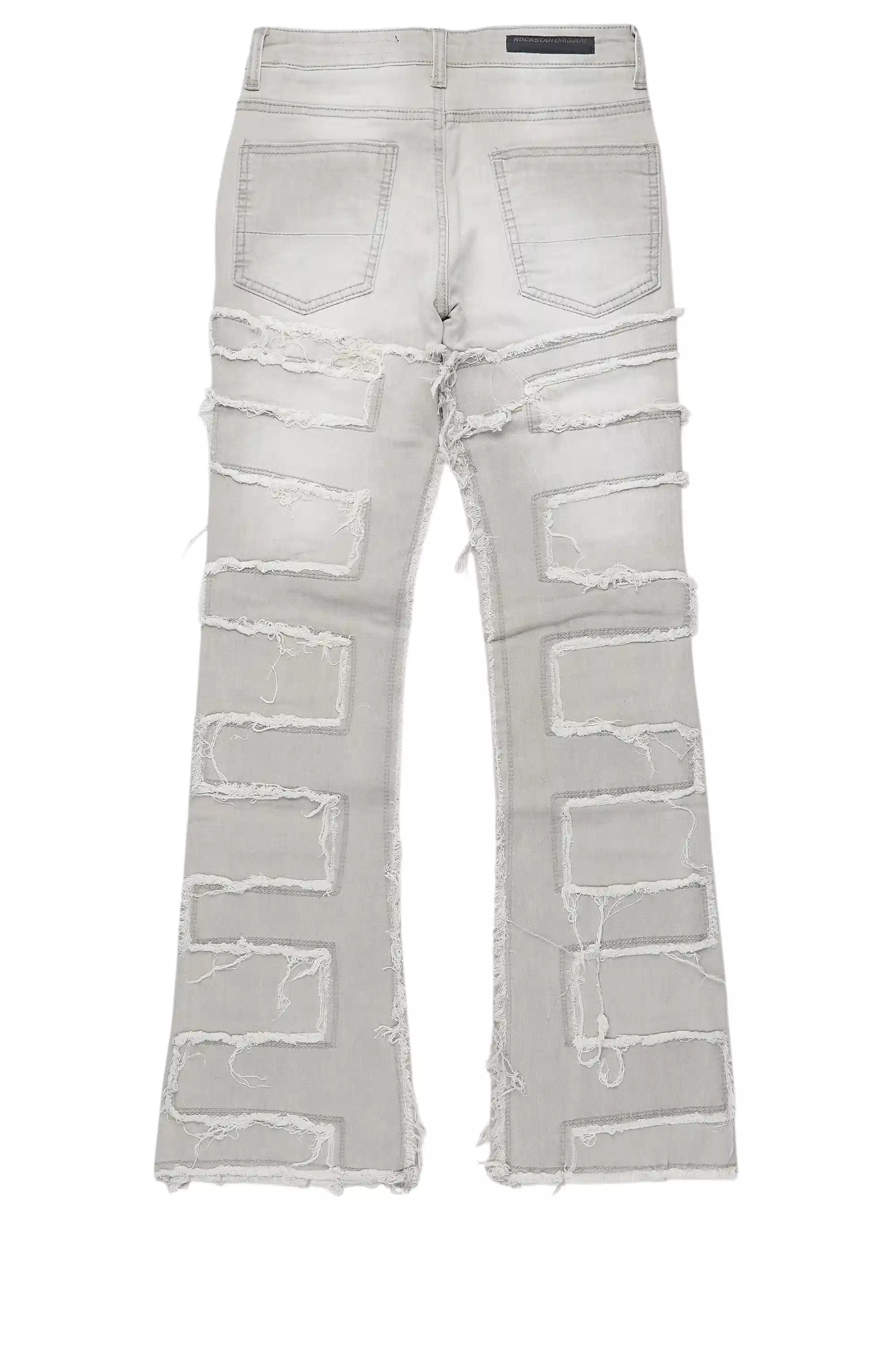 Boys Shake Light Grey Stacked Flare Jean - Image 3
