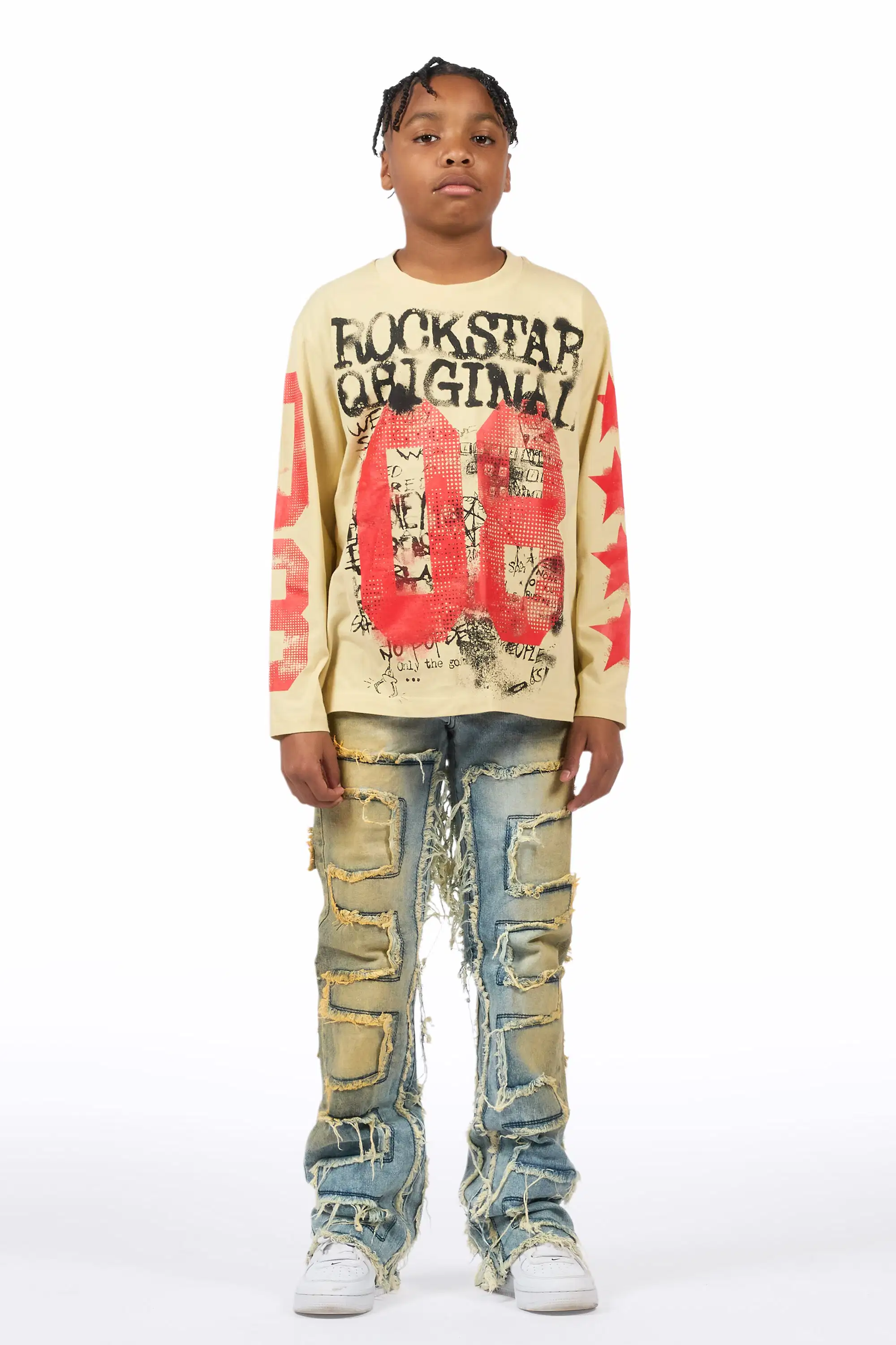 Boys Shake Tint Light Blue Stacked Flare Jean - Image 3