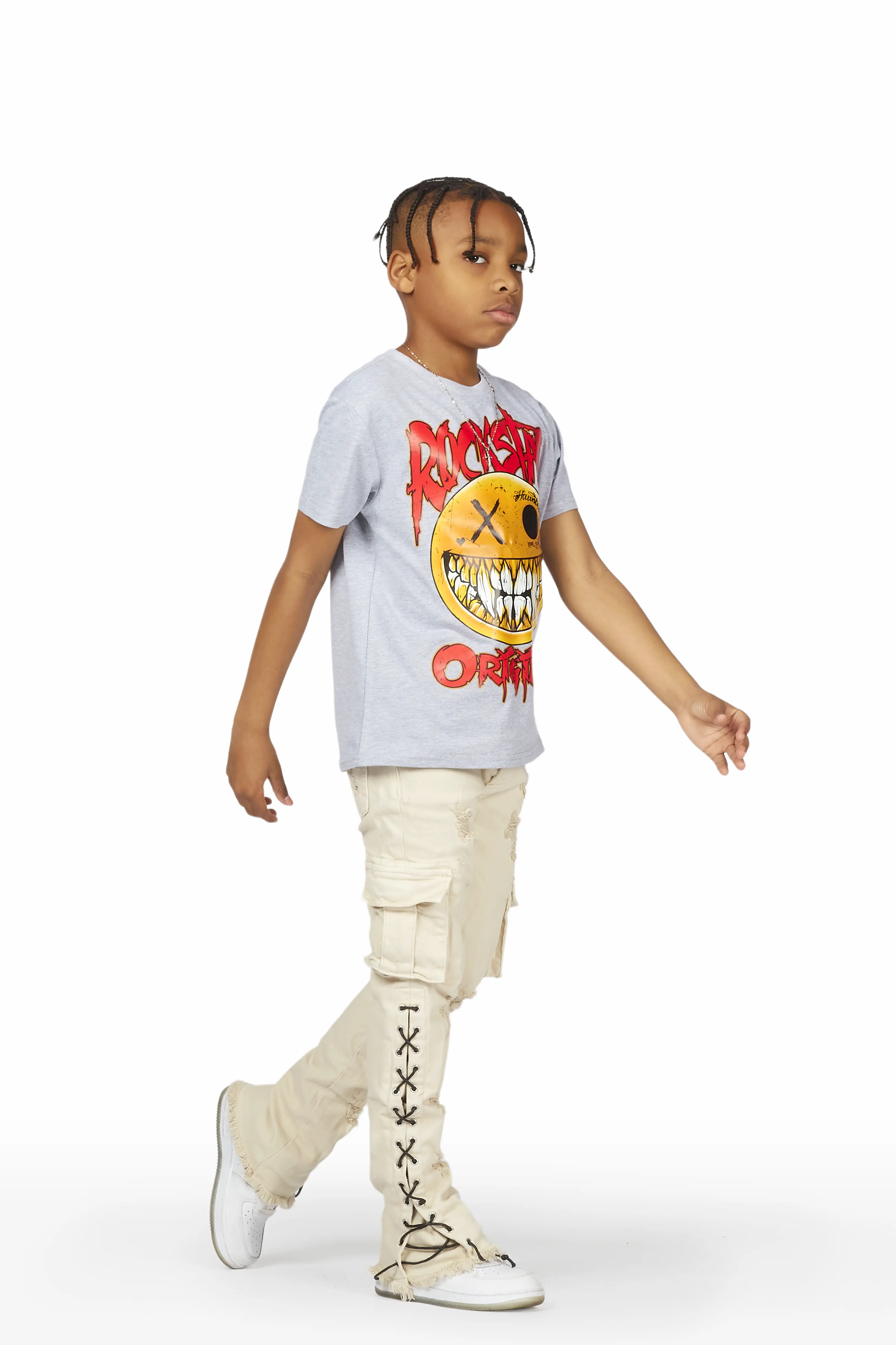 Boys Sylo Beige Stacked Flare Jean - Image 6