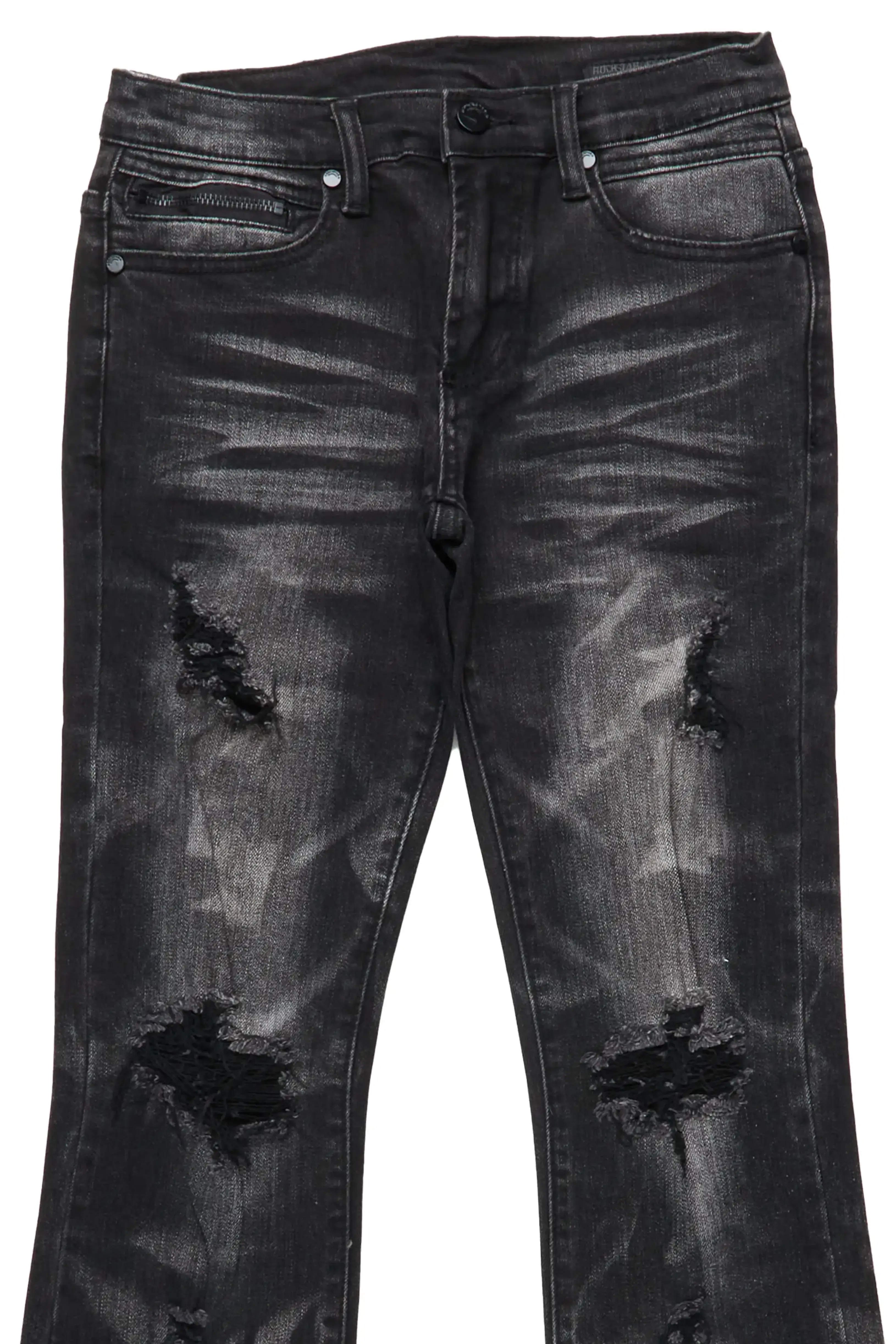 Boys Huxley Dark Grey Super Stacked Flare Jean - Image 6