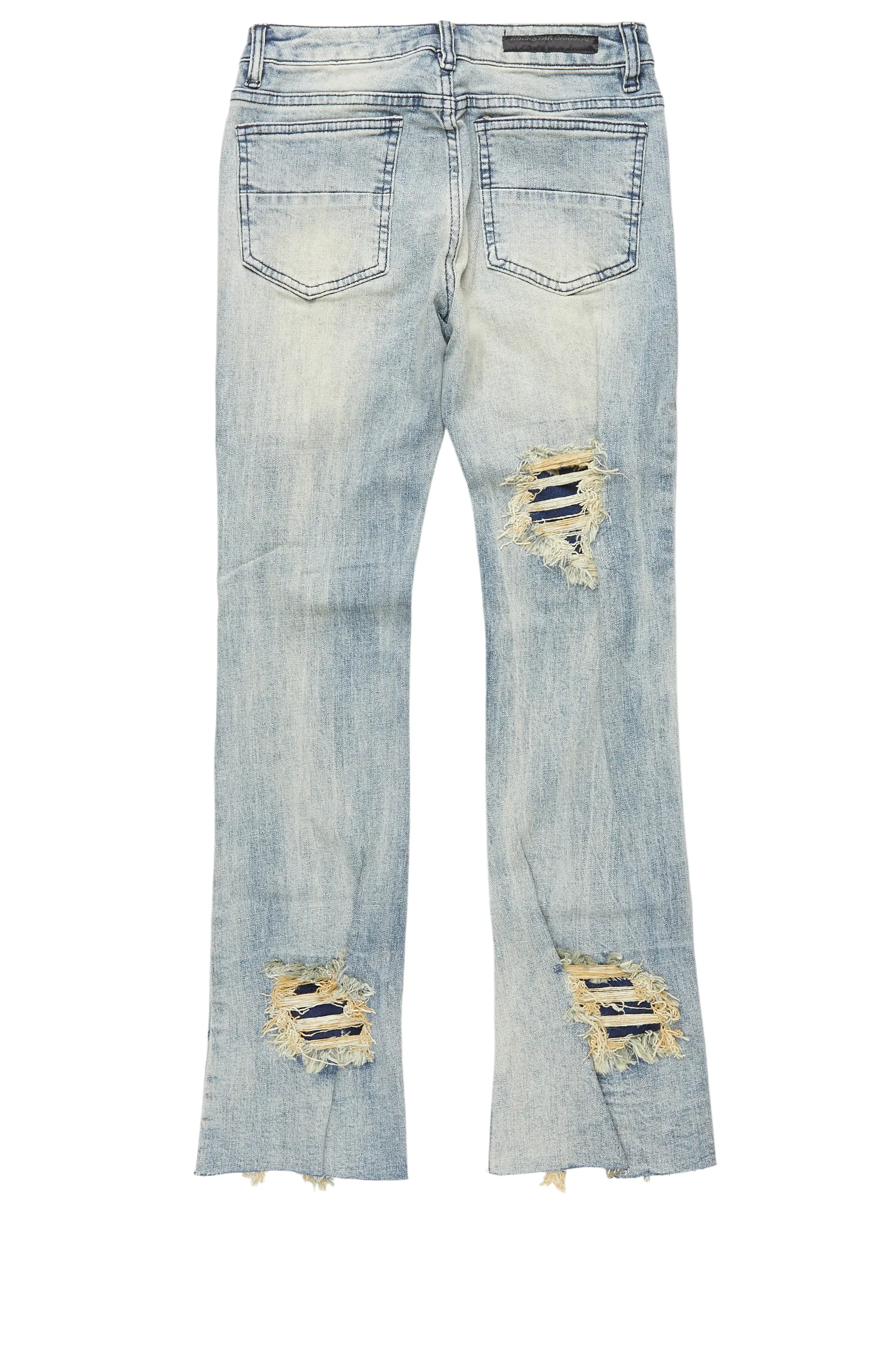 Boys Fateh Light Blue Stacked Flare Jean - Image 3