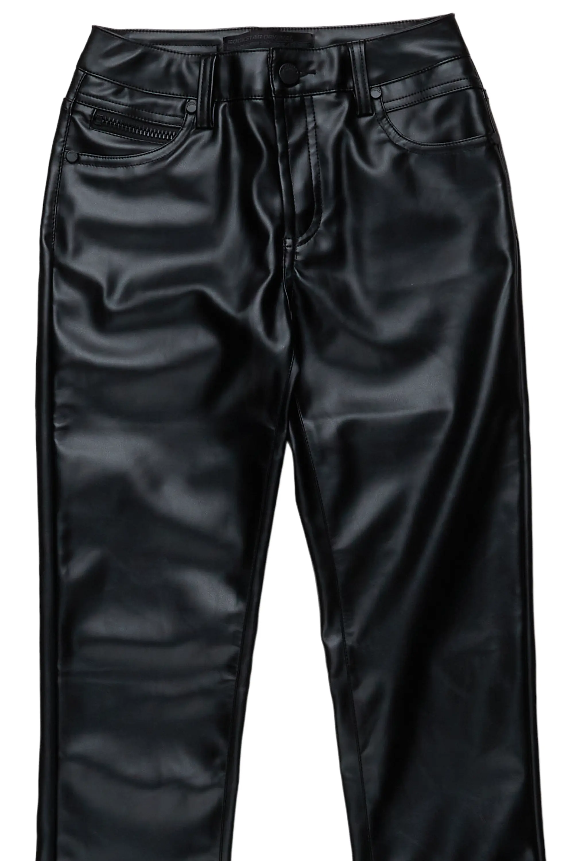 Boys Ricky Black PU Super Stacked Flare Jean - Image 7