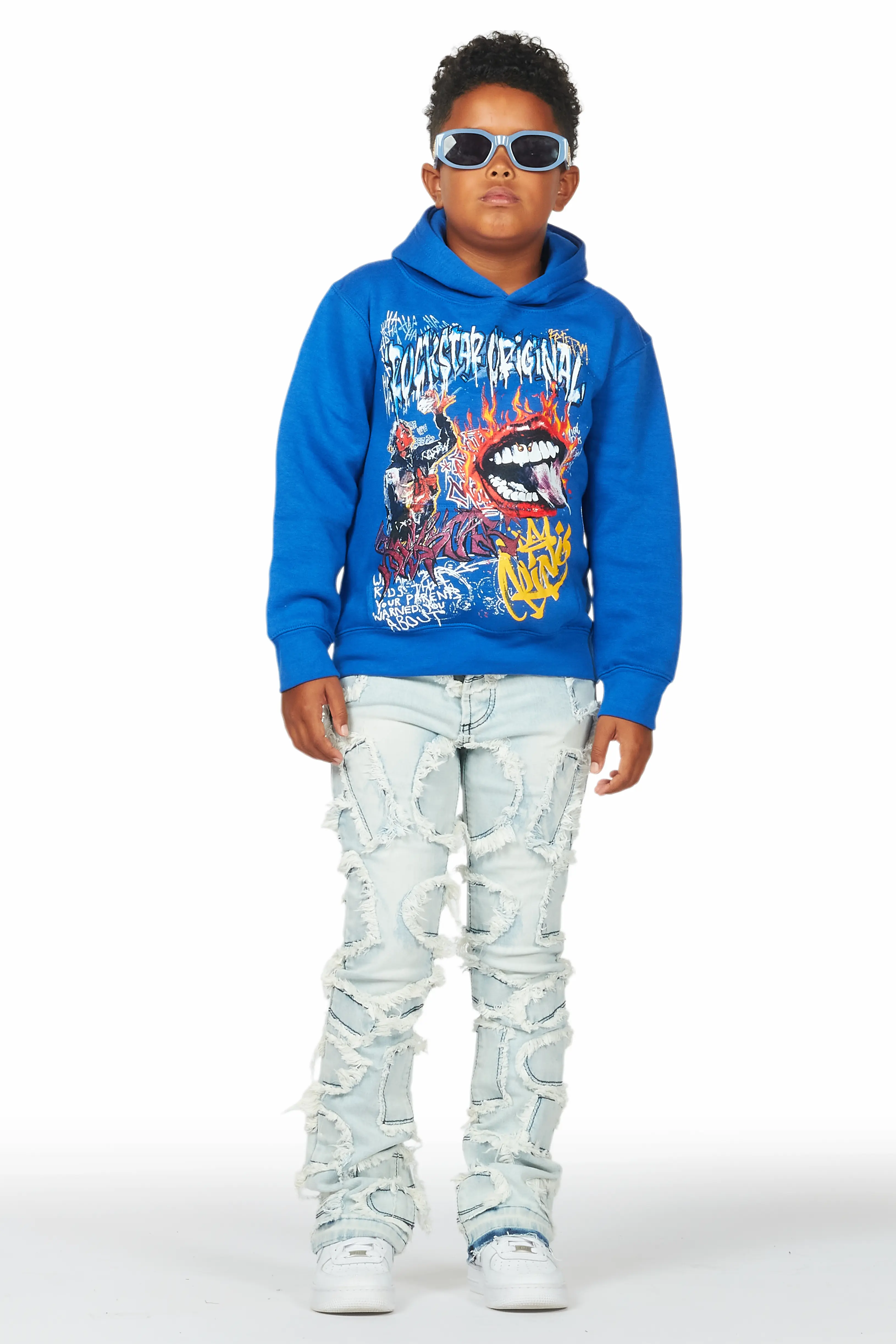 Boys Arturo Light Blue Stacked Flare Jean - Image 3
