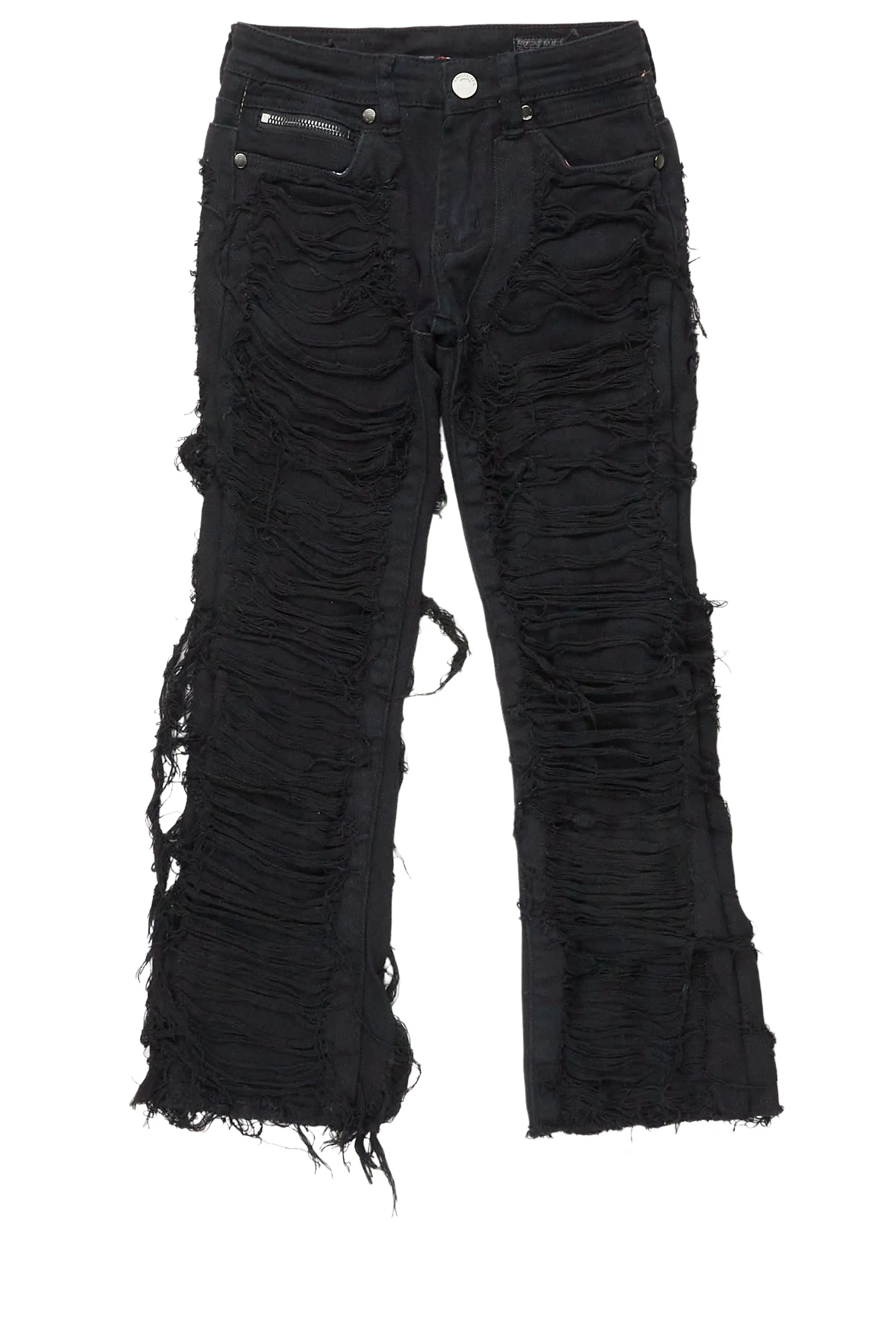 Girls Concetta Jet Black Stacked Flare Jean - Image 2
