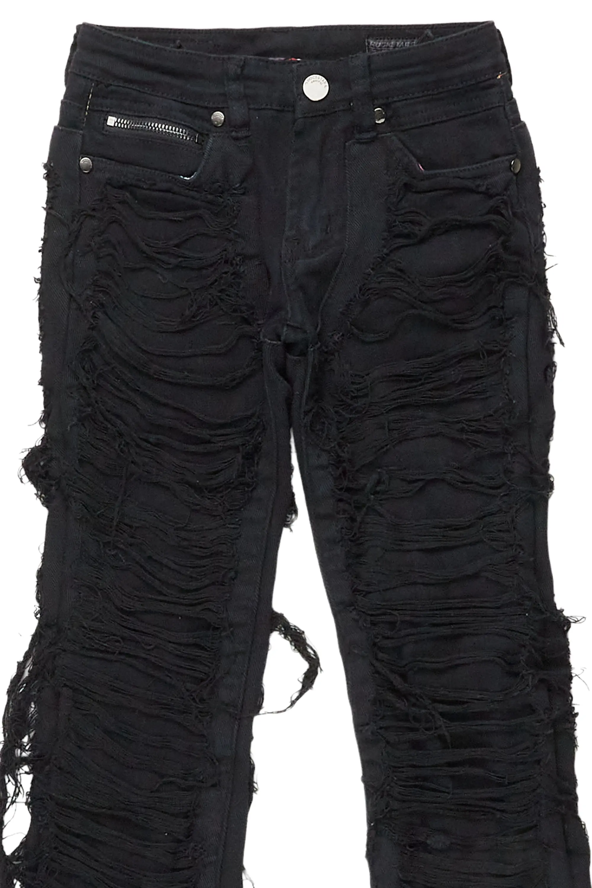 Girls Concetta Jet Black Stacked Flare Jean - Image 6