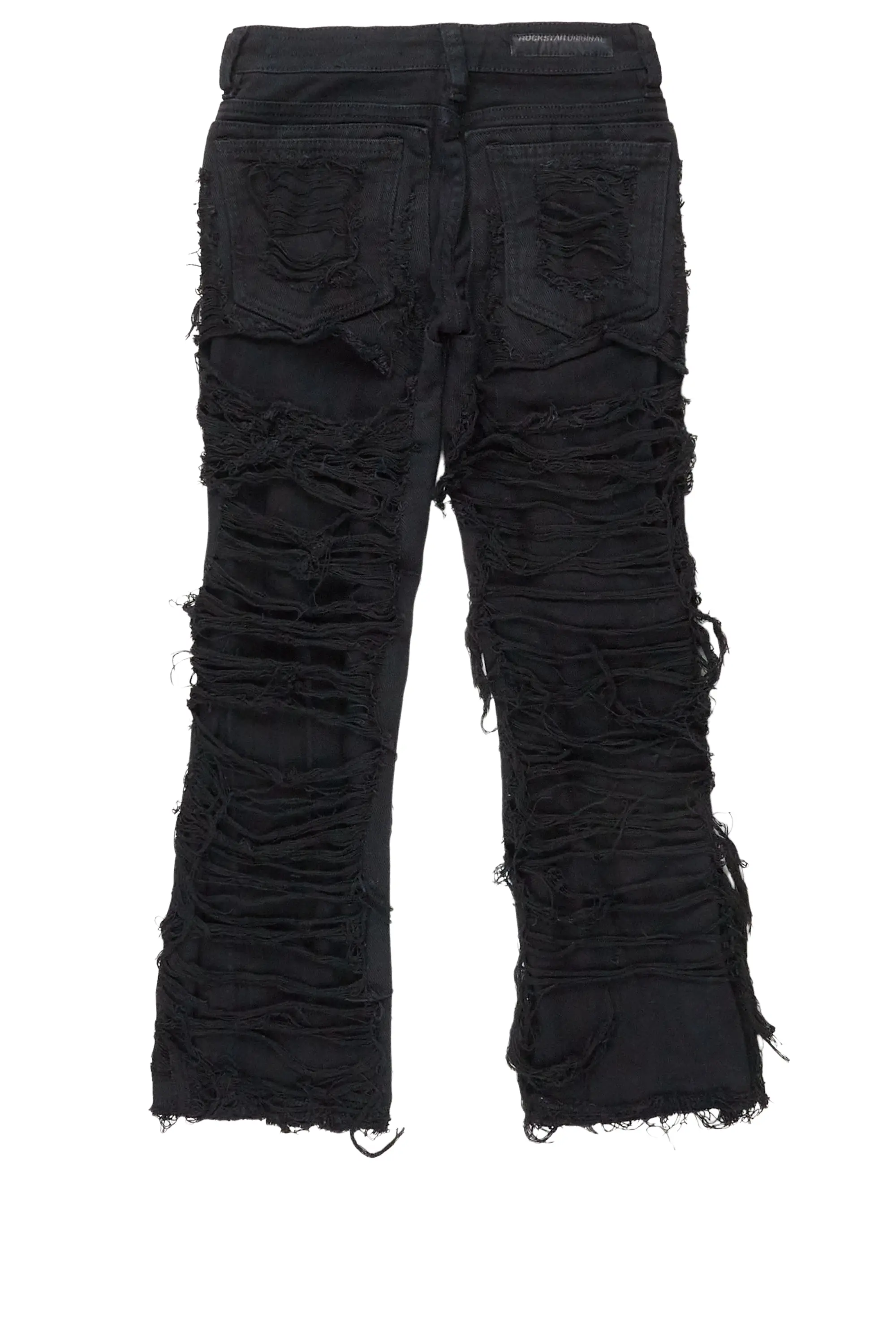 Girls Concetta Jet Black Stacked Flare Jean - Image 7
