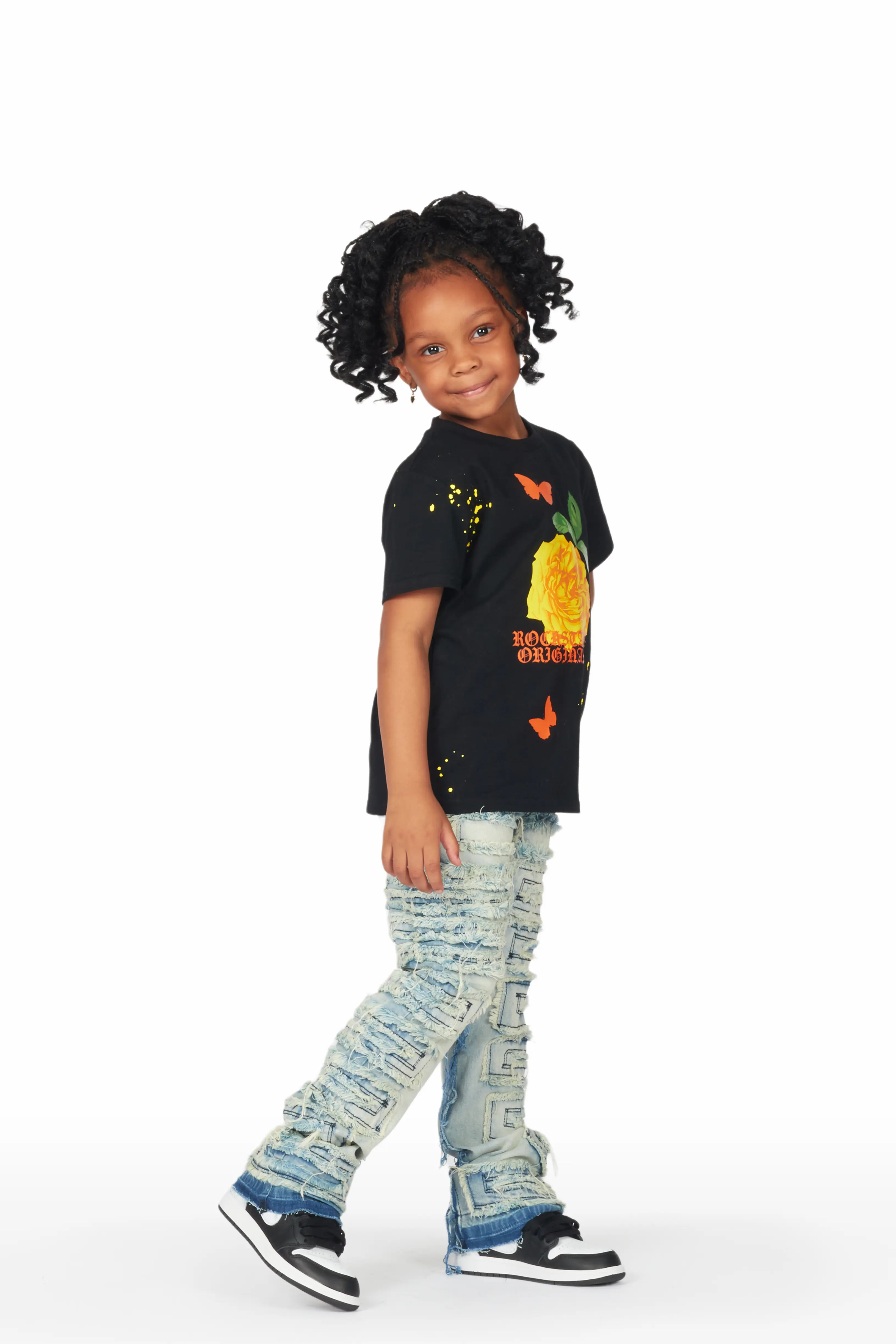 Girls Wanda Blue Stacked Flare Jean - Image 3