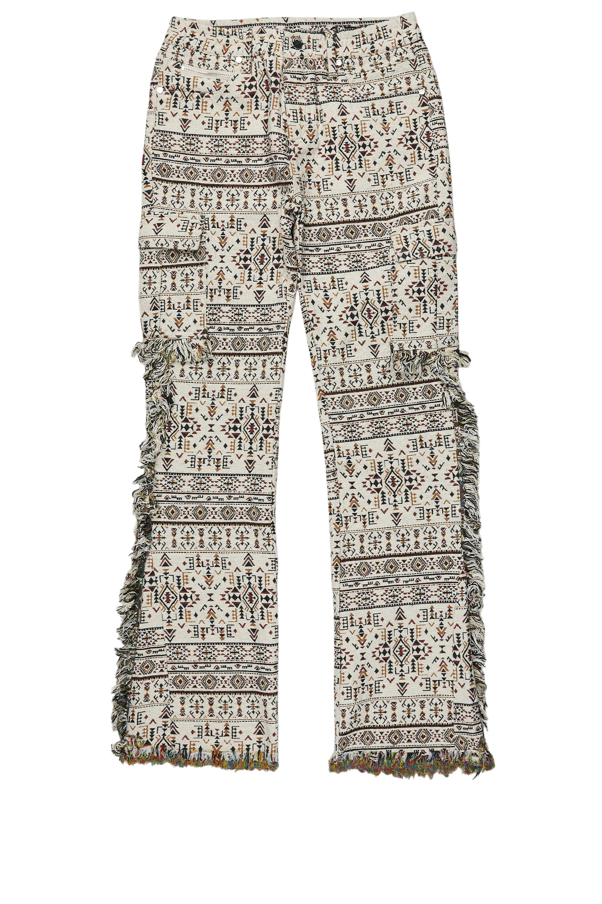 Boys Ayami Beige Slim Tapestry Flare Pants - Image 2