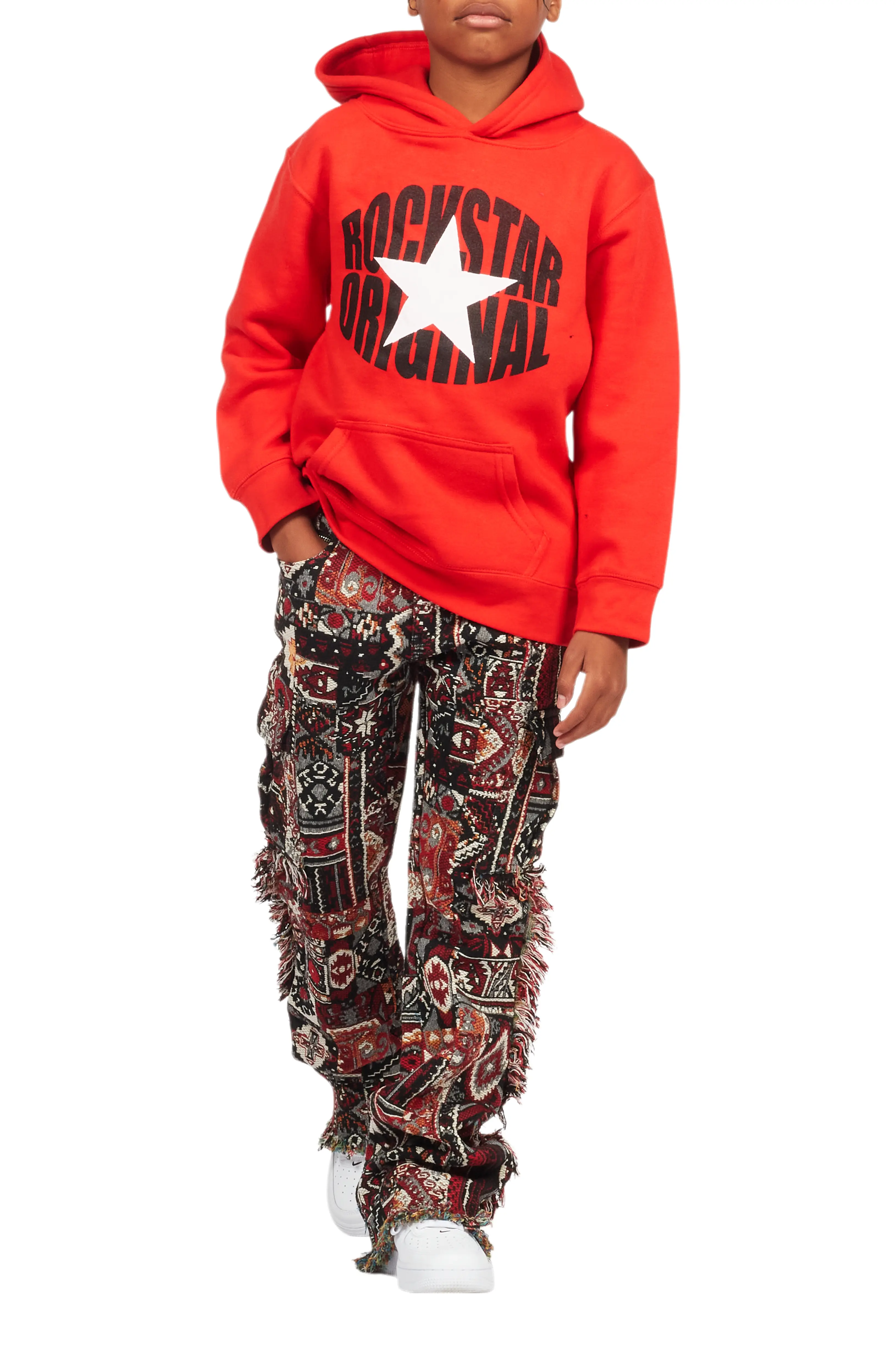 Boys Ayami Black/Multi Slim Tapestry Flare Pants - Image 10