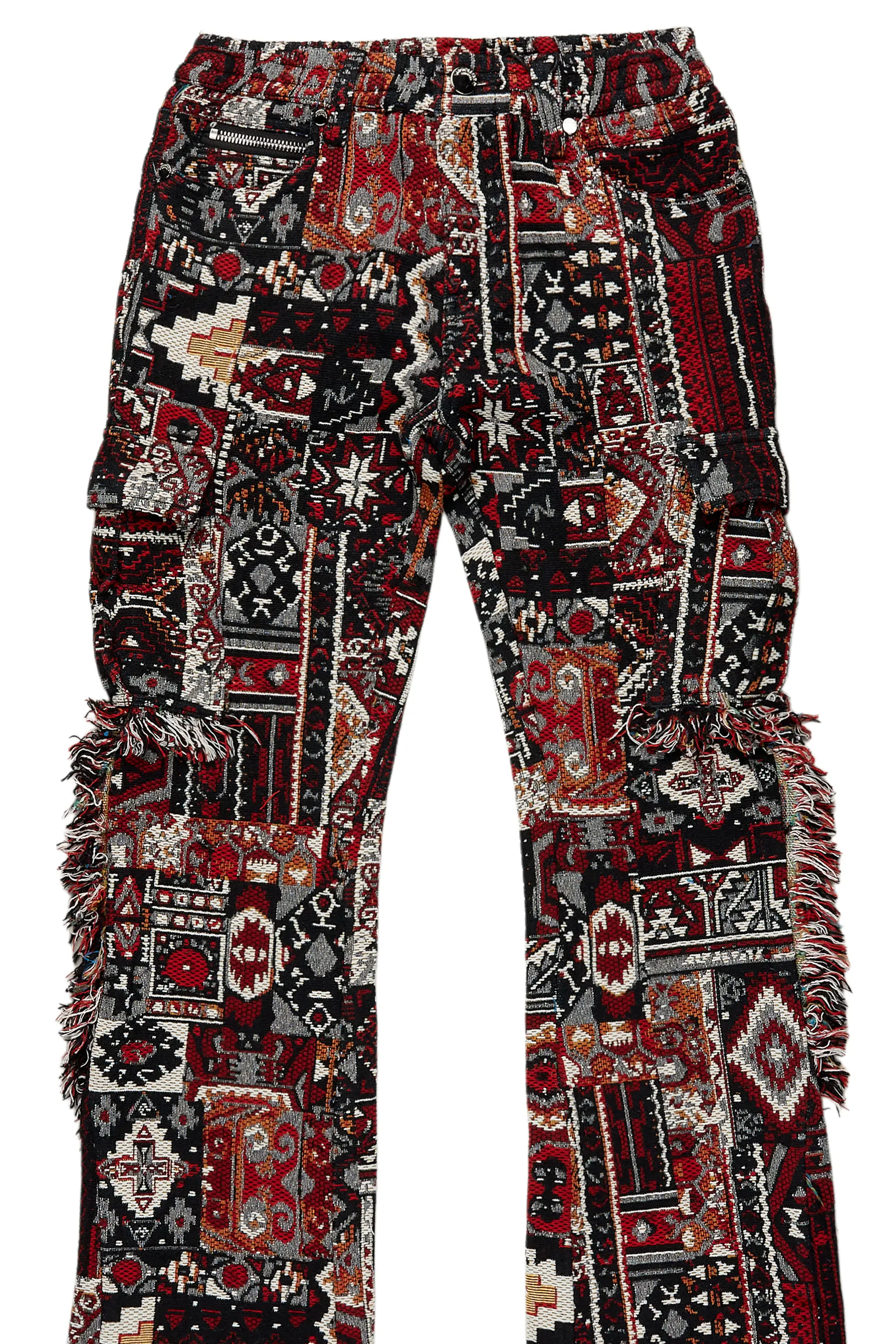 Boys Ayami Black/Multi Slim Tapestry Flare Pants - Image 8