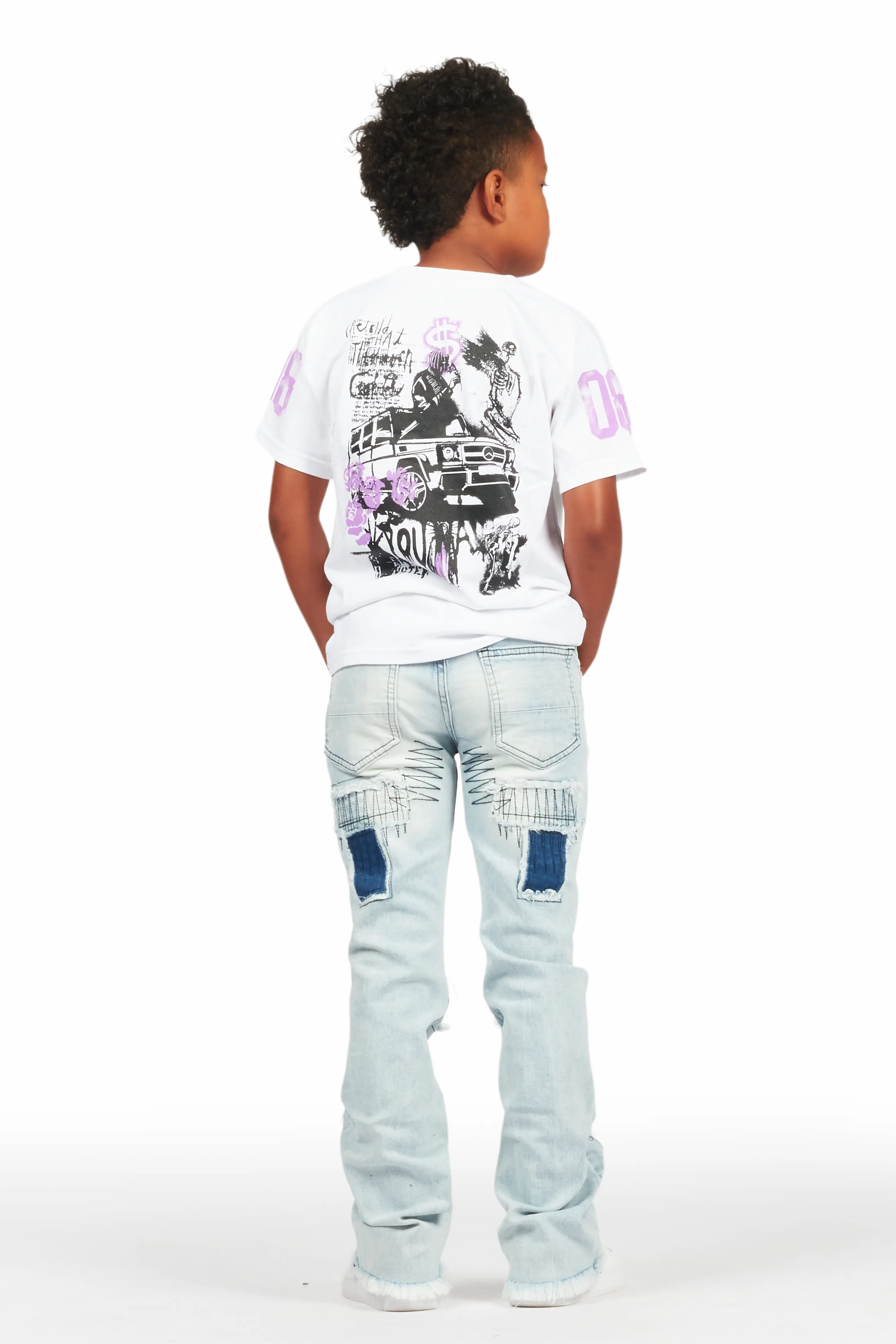 Boys Camden Blue Stacked Flare Jean - Image 6