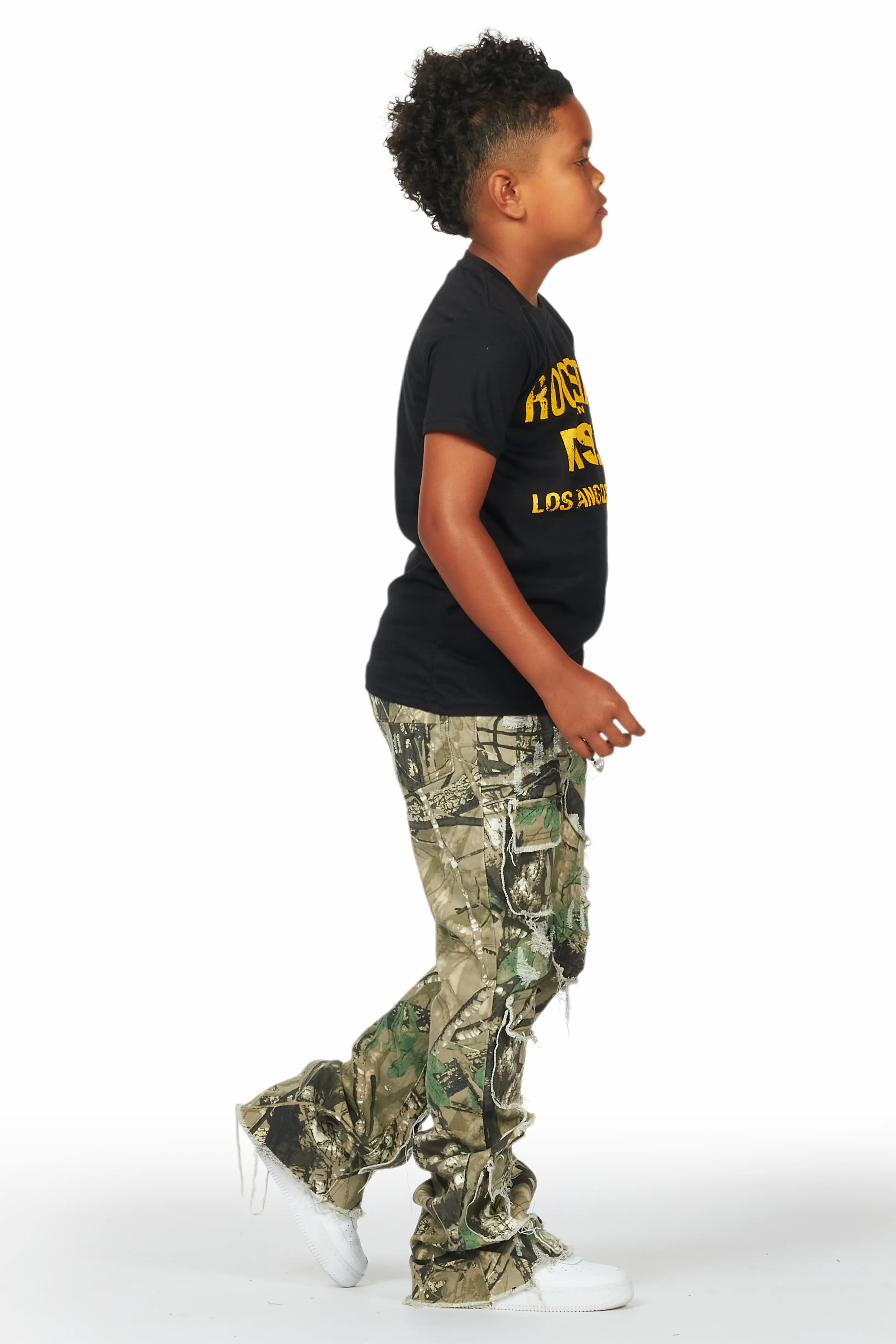 Boys Petrus Tree Camo Stacked Flare Jean - Image 4