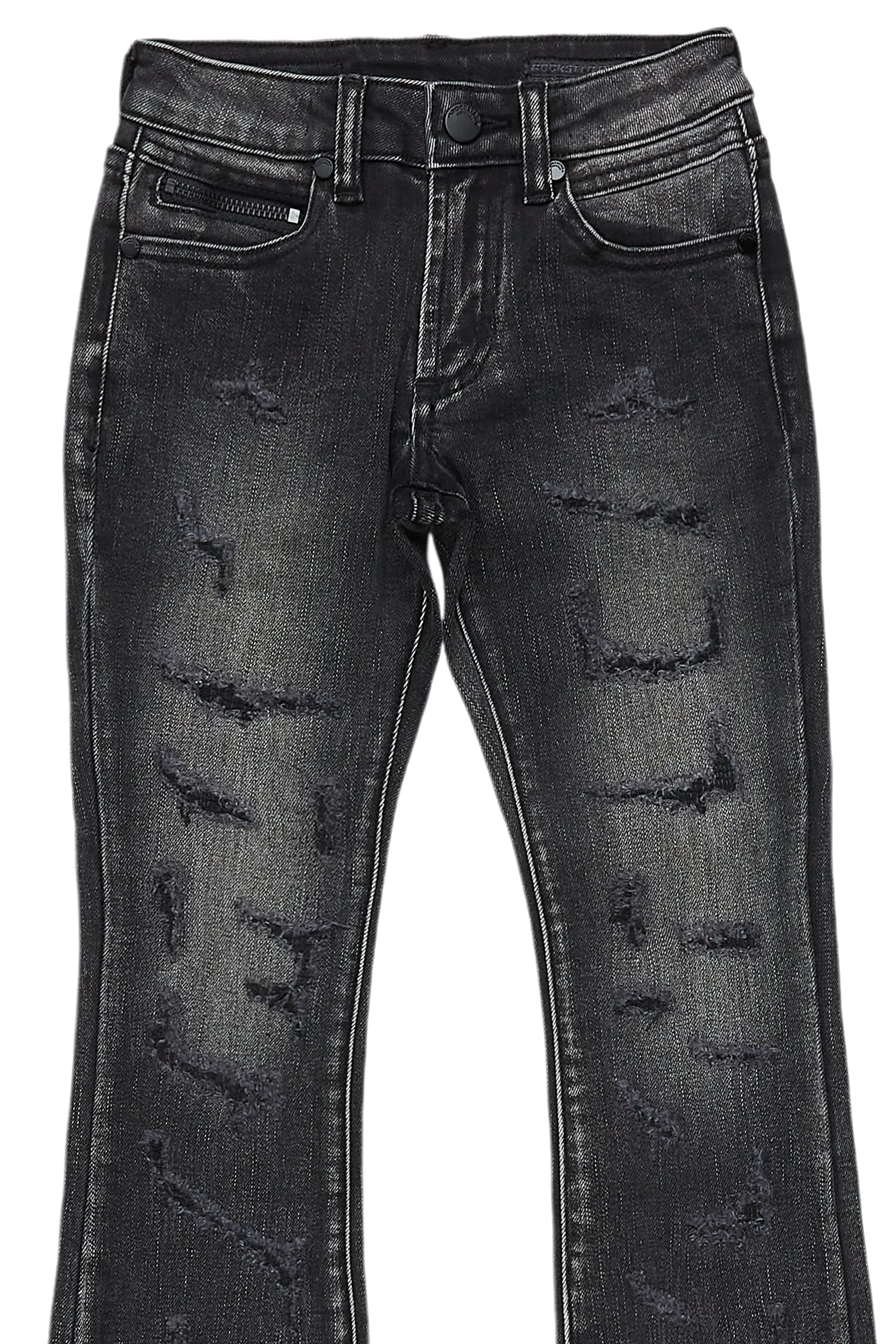 Boys Adler Dark Grey Stacked Flare Jean - Image 8
