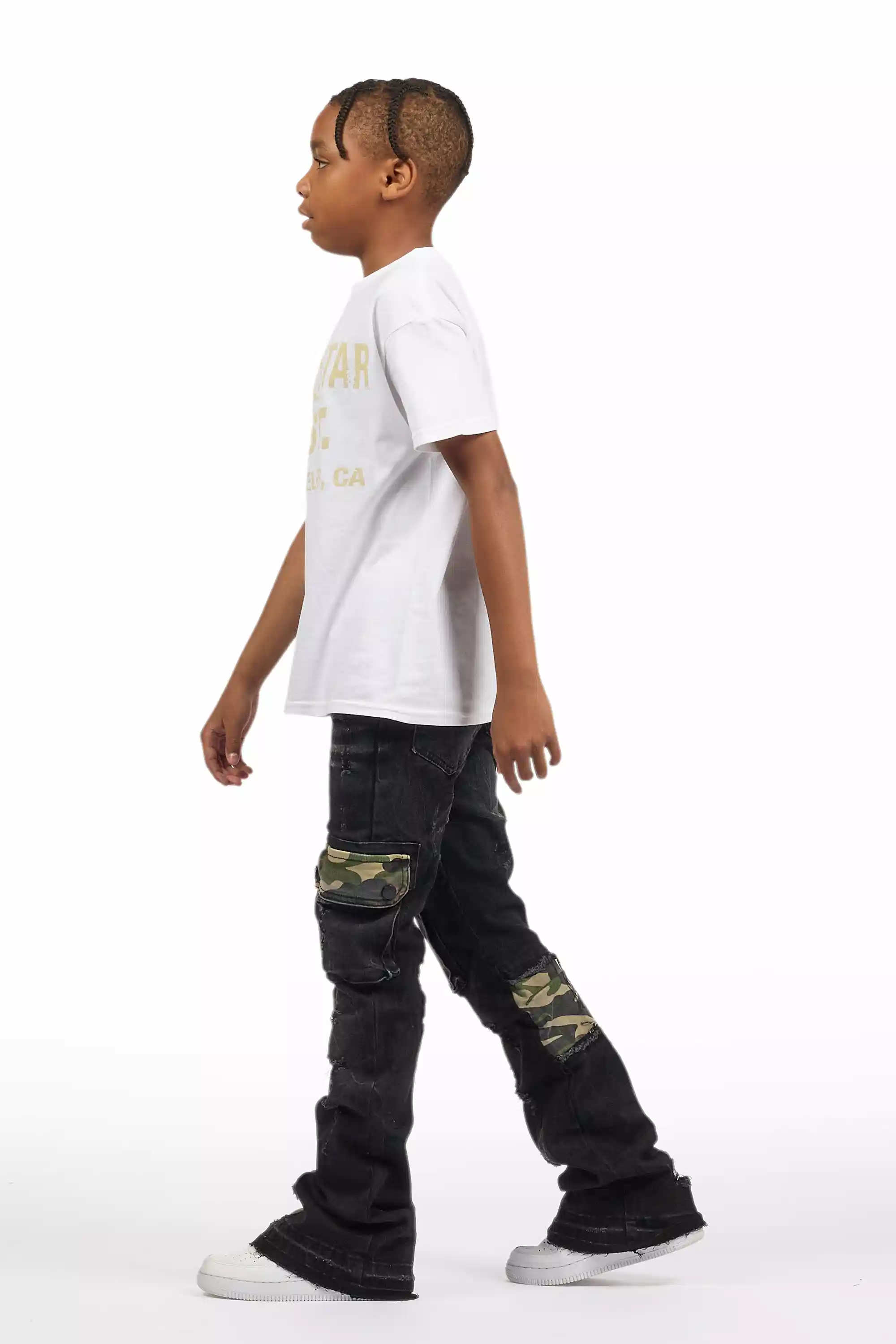 Boys Zeta Black Stacked Flare Jean - Image 6