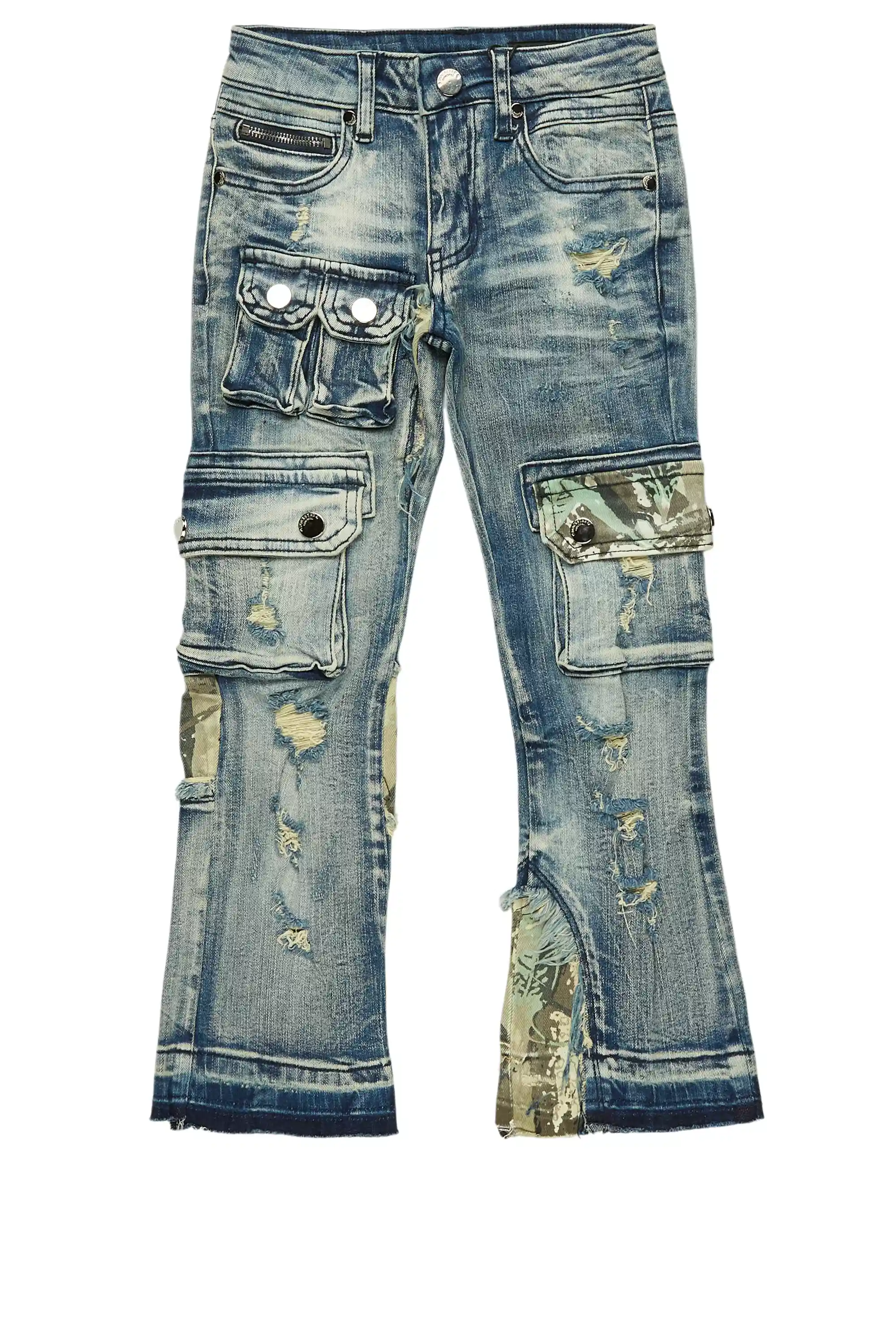 Boys Zeta Blue Stacked Flare Jean - Image 2