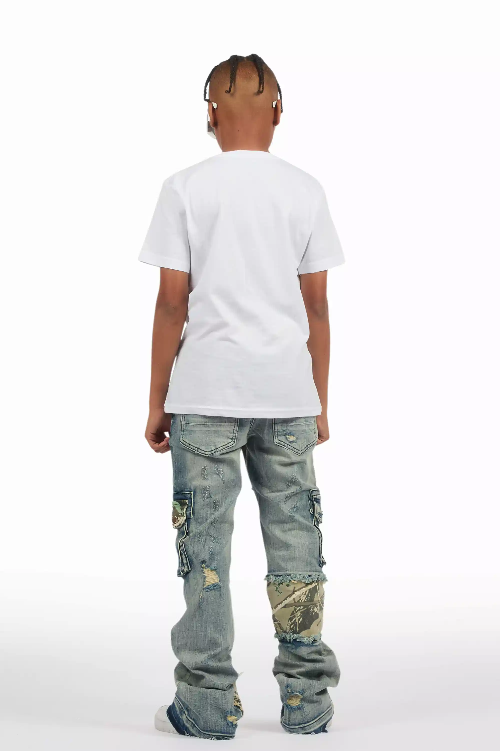 Boys Zeta Blue Stacked Flare Jean - Image 4