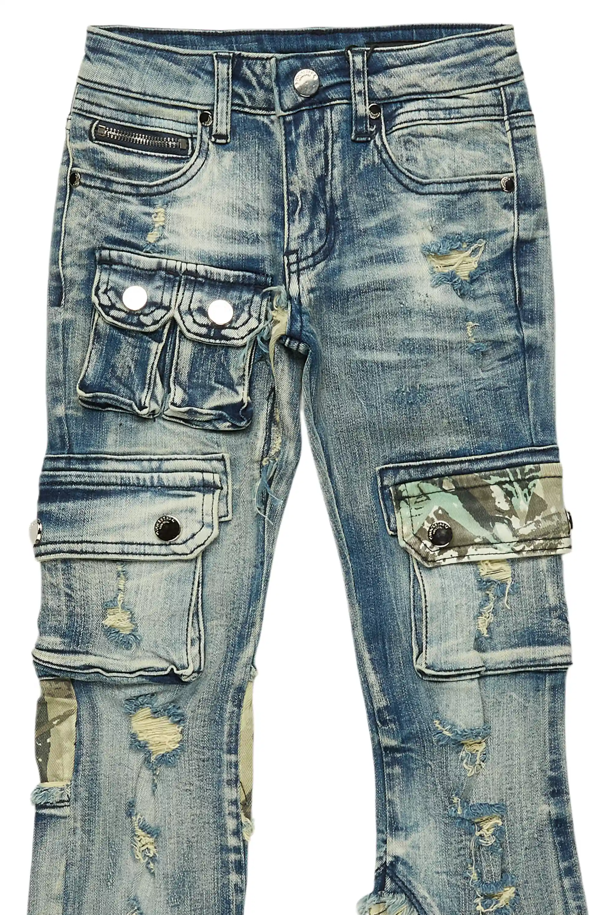 Boys Zeta Blue Stacked Flare Jean - Image 8