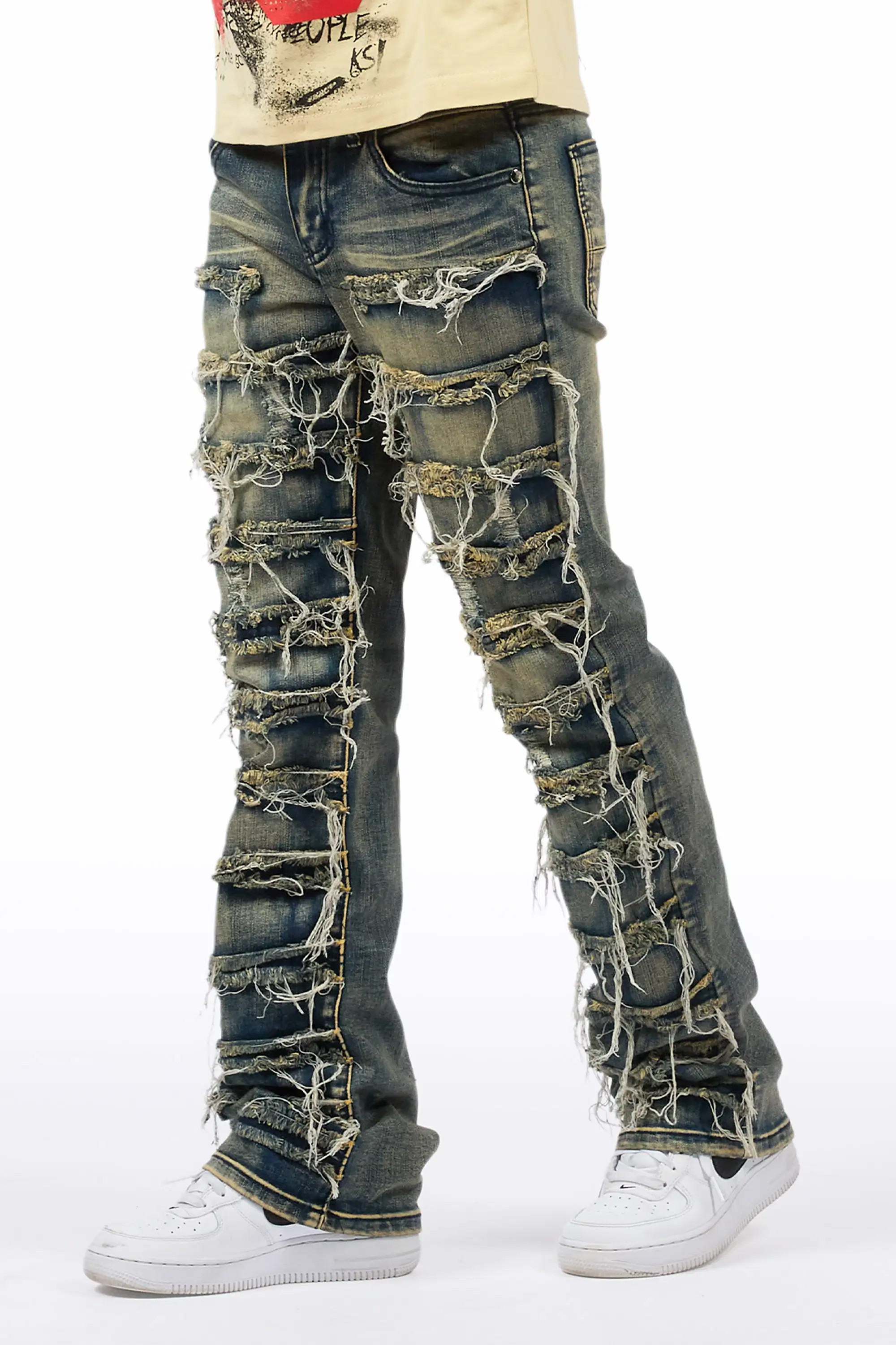 Boys Waylon Tint Stacked Flare Frayed Jean