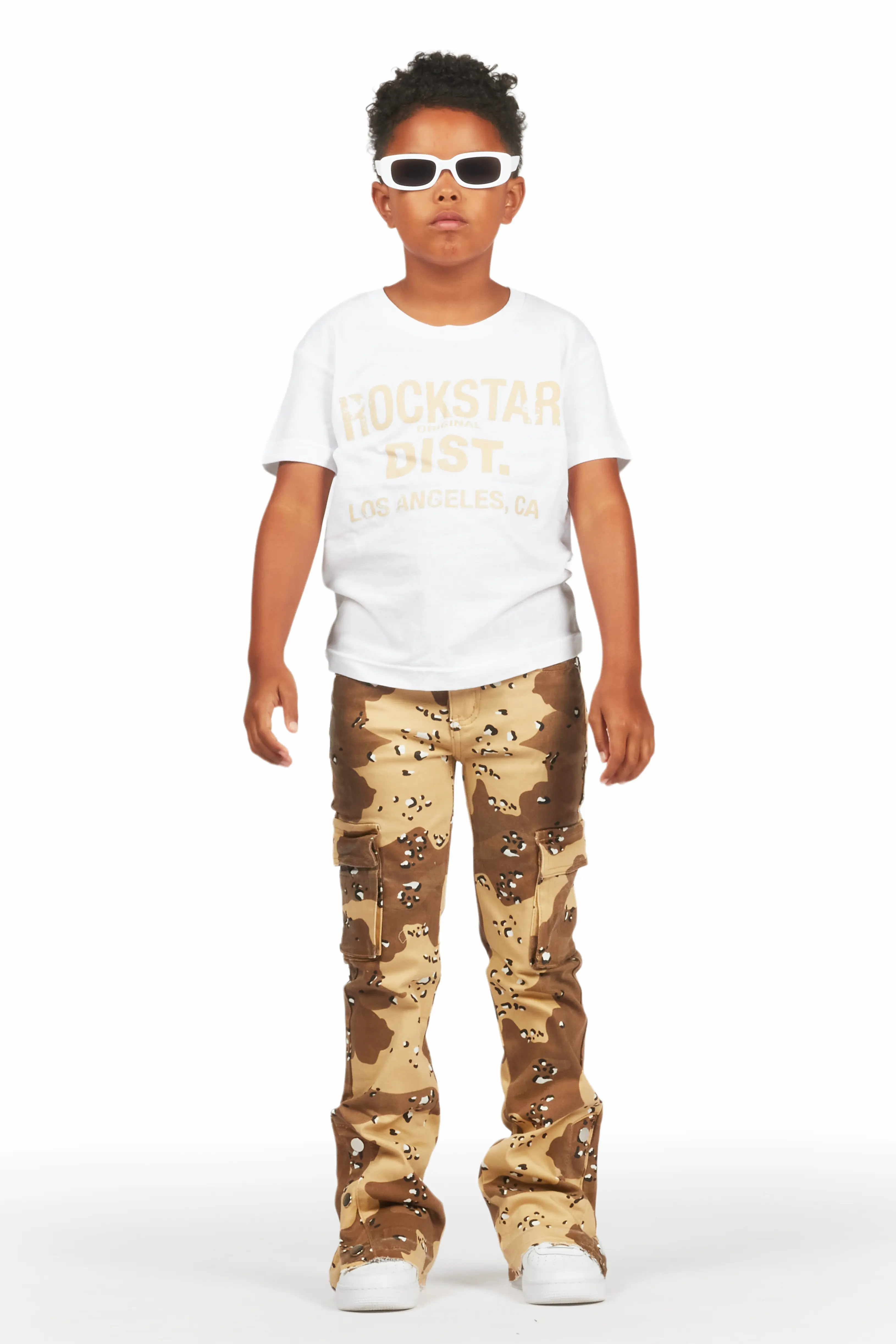 Boys Waage Desert Camo Stacked Flare Cargo Jean - Image 3