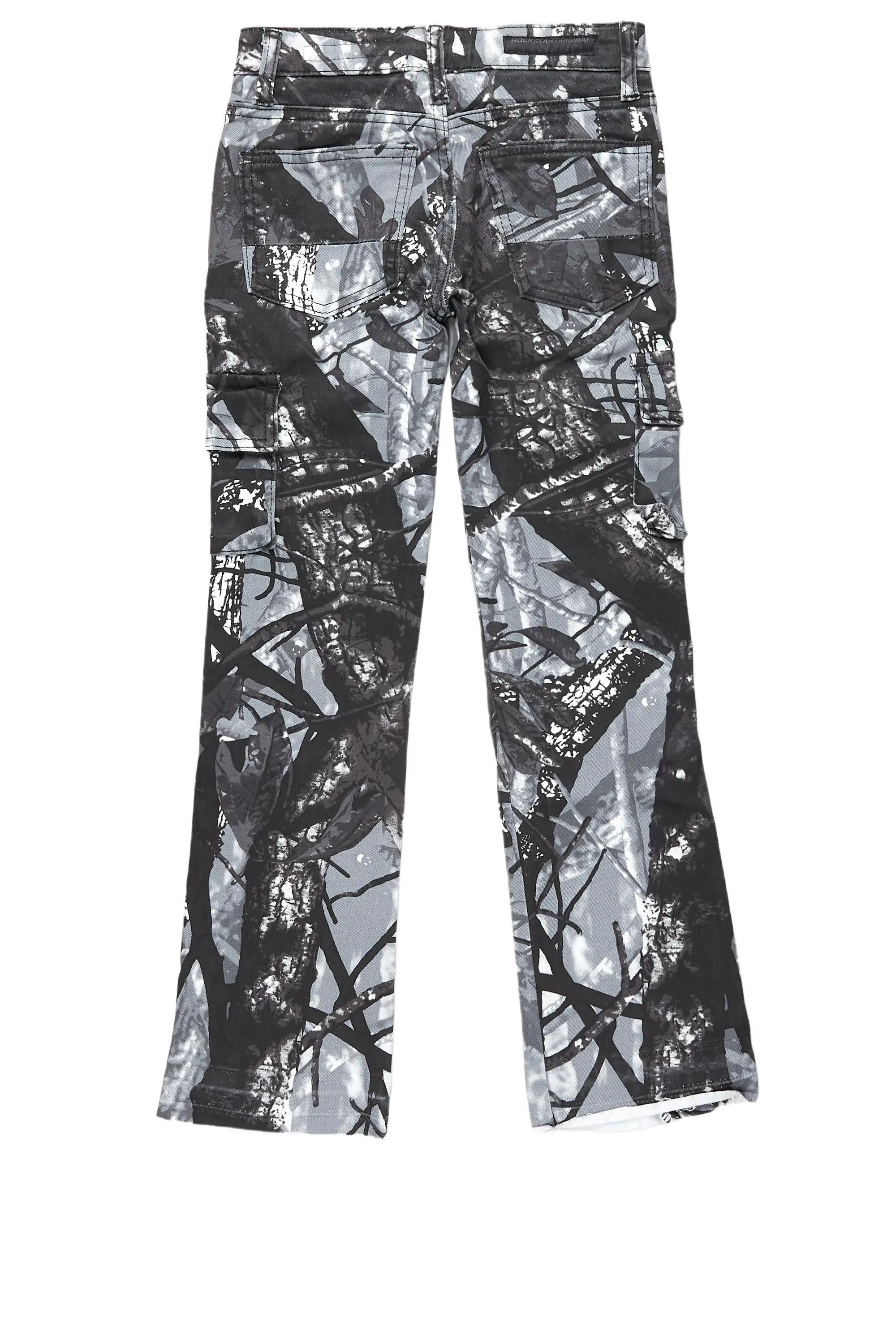 Boys Waage Grey Camo Stacked Flare Cargo Jean - Image 4