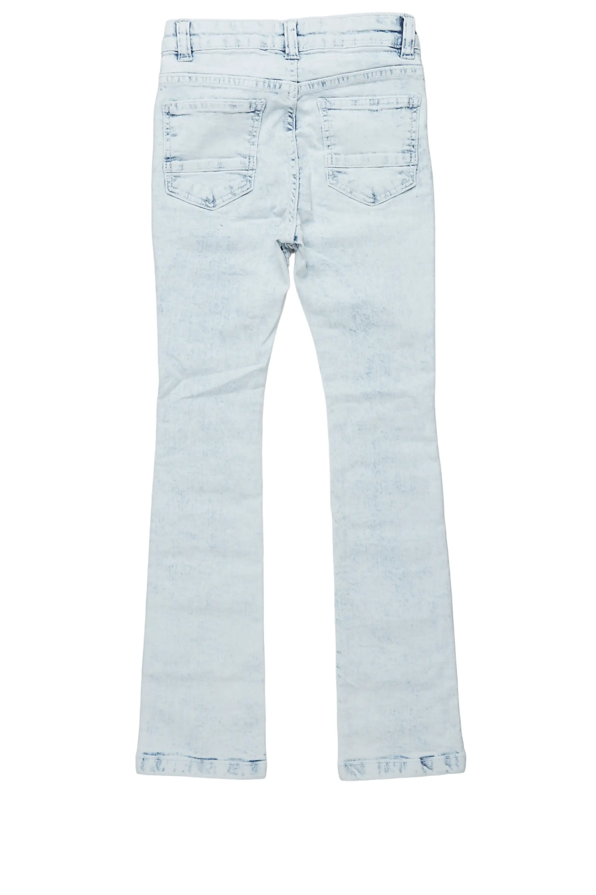 Boys Cullen Light Blue Frayed Stacked Flare Jean - Image 3