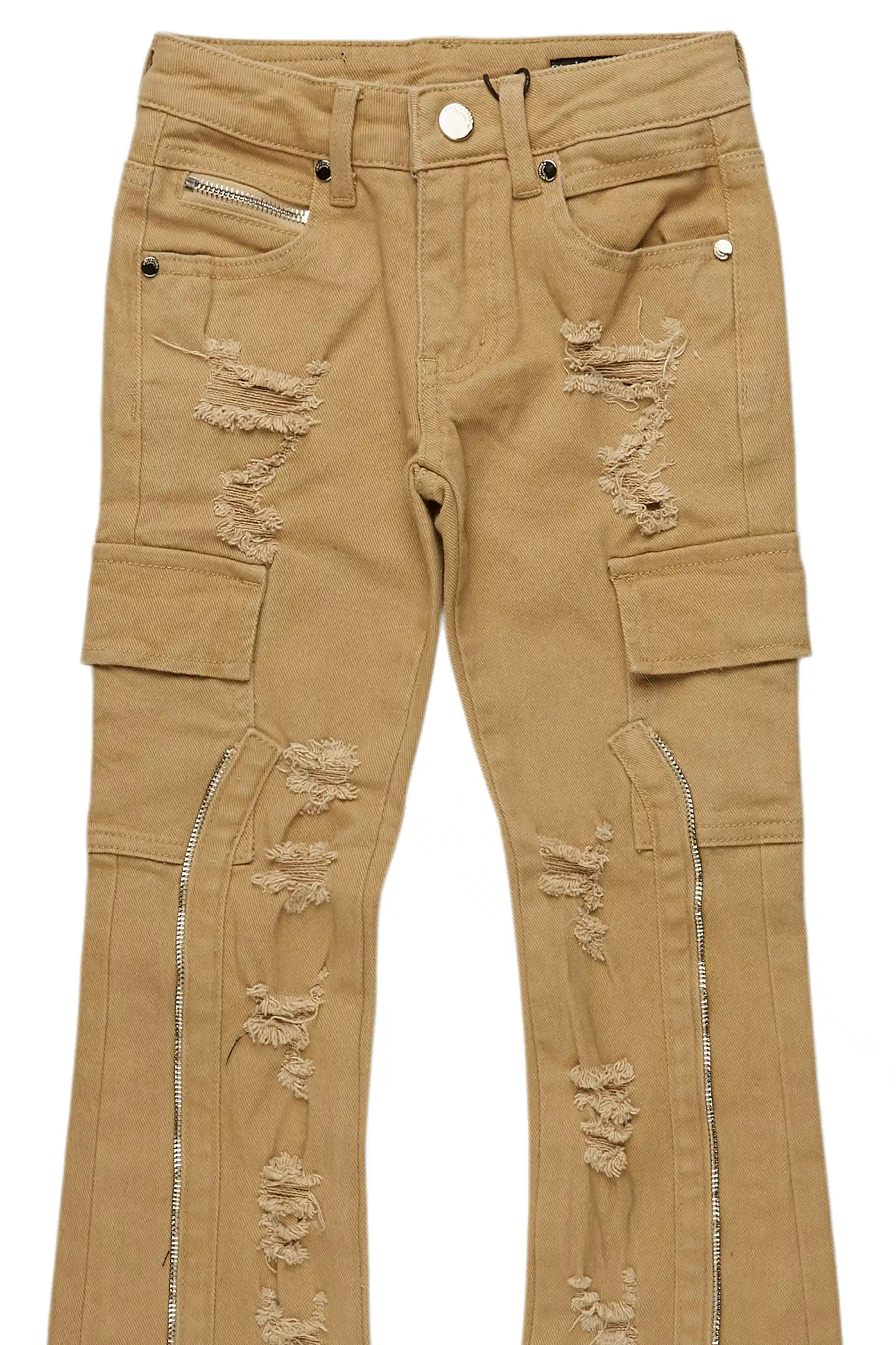 Boys Hutch Beige Stacked Flare Jean - Image 11