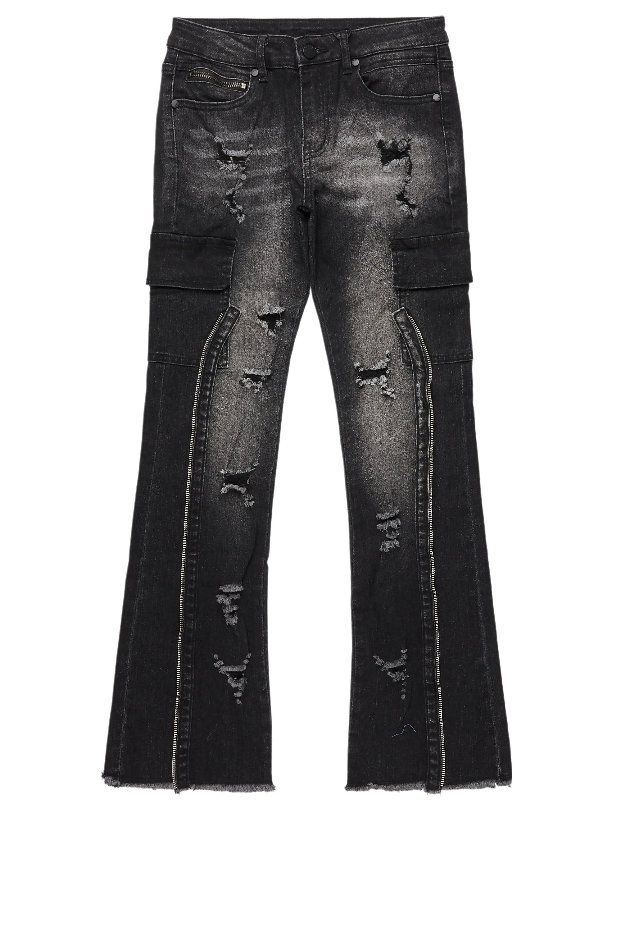 Boys Hutch Black Wash Stacked Flare Jean - Image 2
