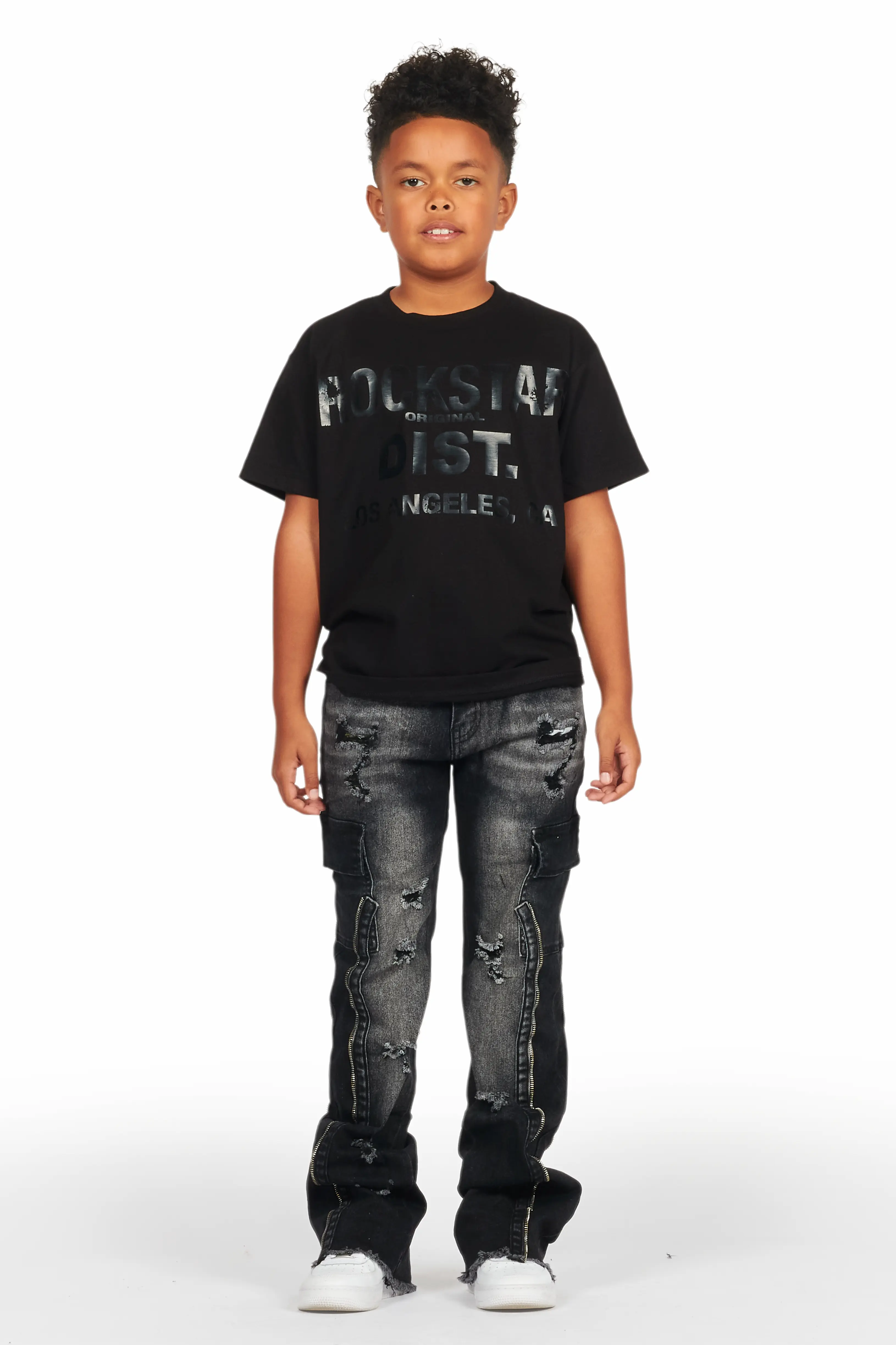 Boys Hutch Black Wash Stacked Flare Jean - Image 3