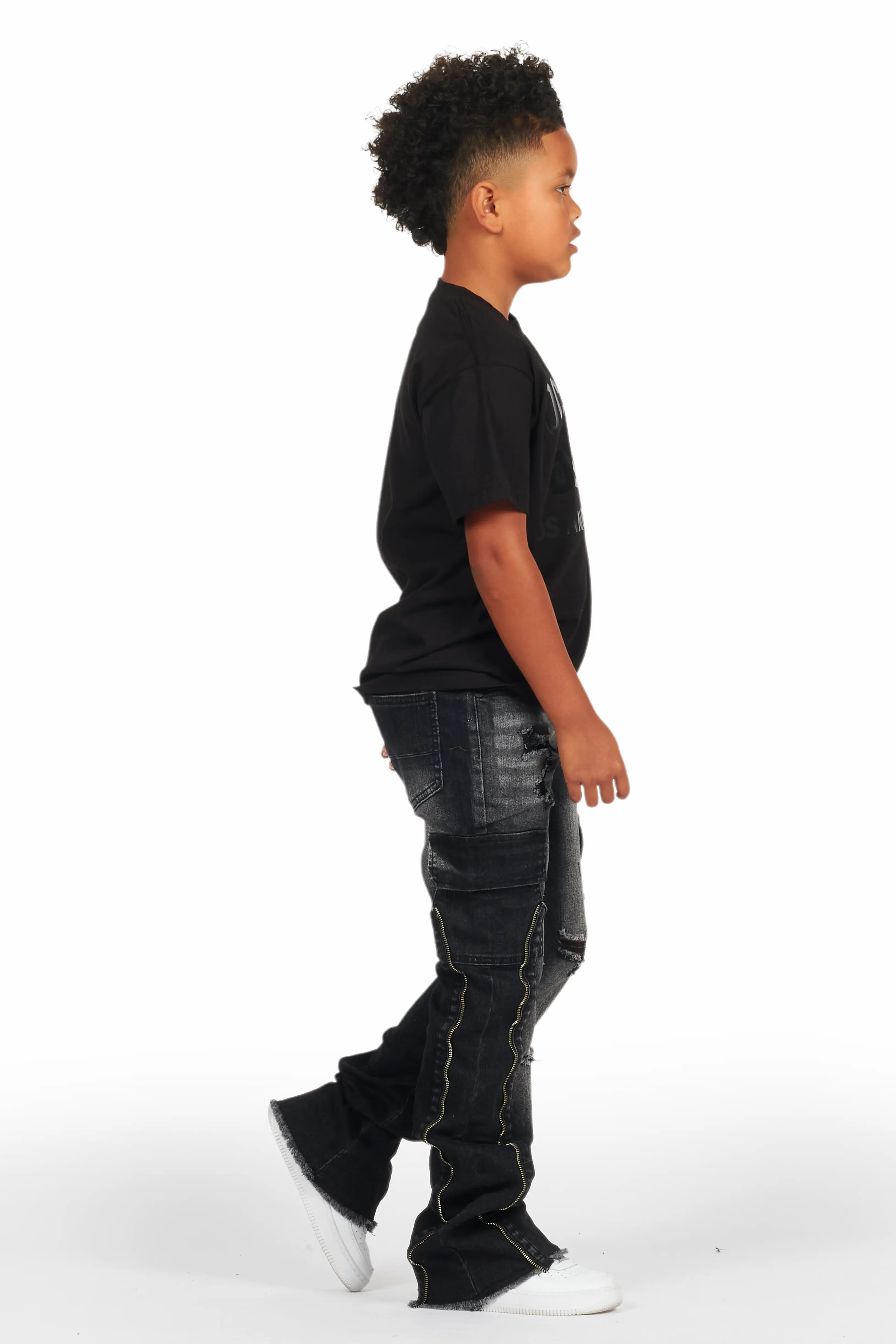 Boys Hutch Black Wash Stacked Flare Jean - Image 4