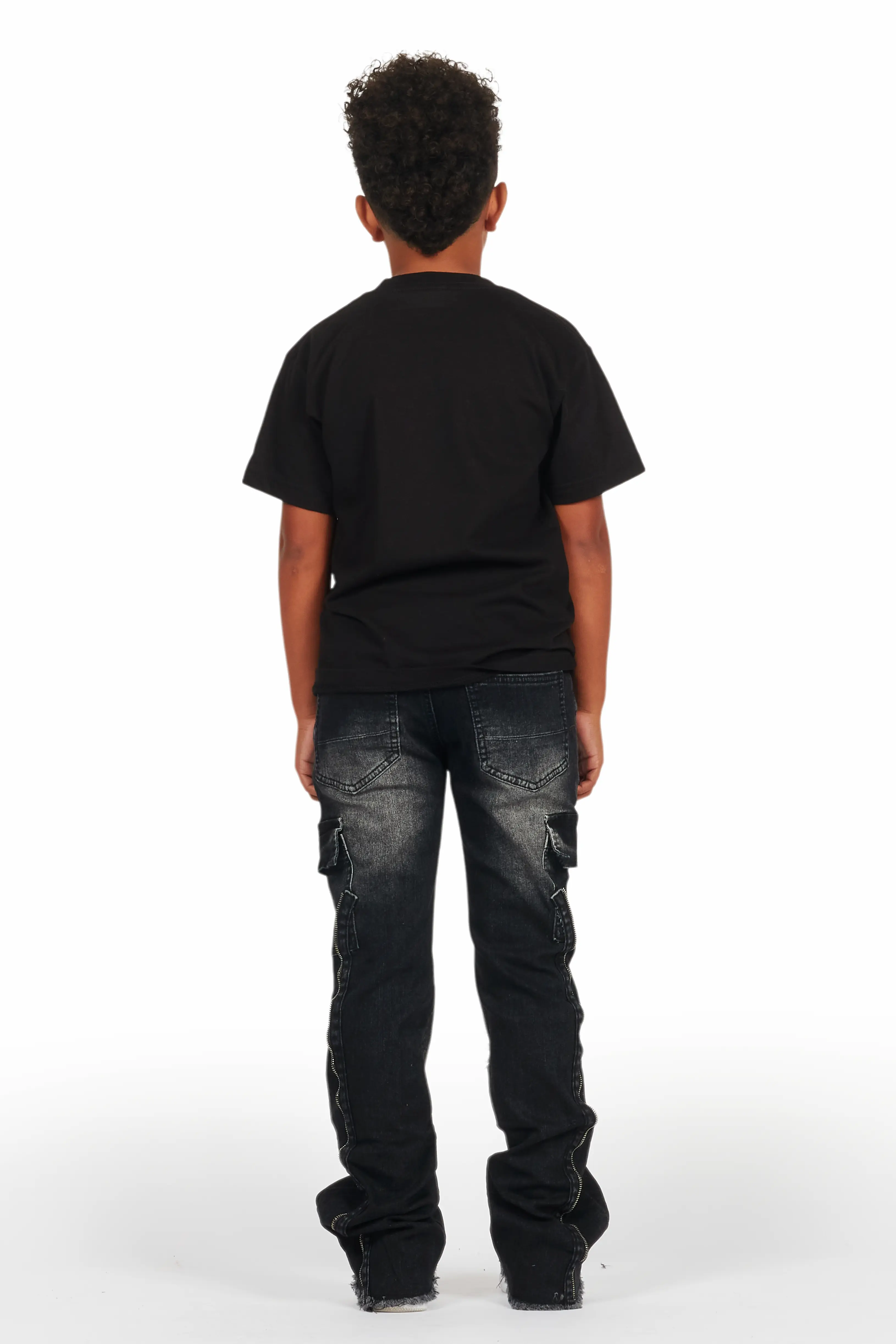 Boys Hutch Black Wash Stacked Flare Jean - Image 5
